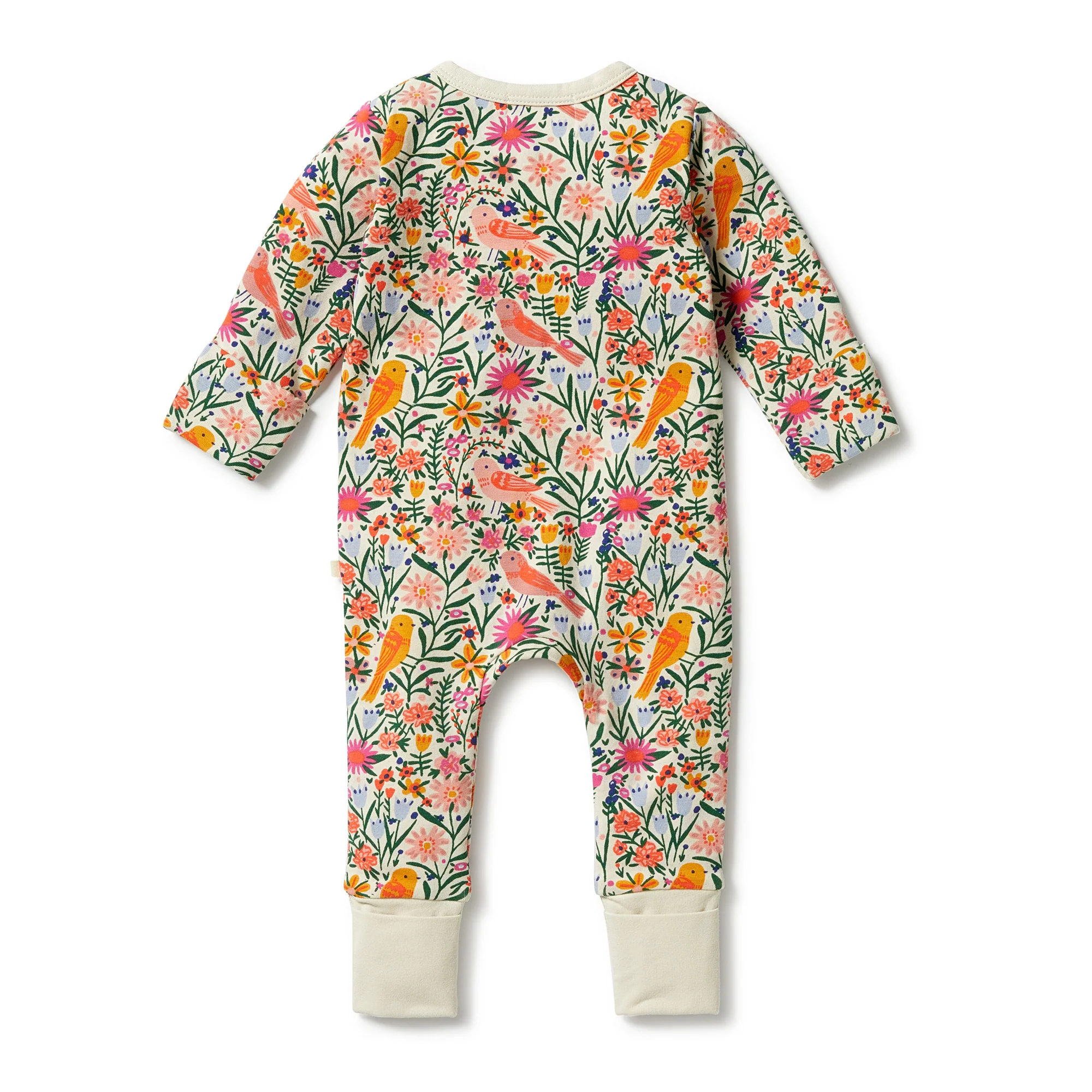 Organic Zipsuit with Feet - Birdy Floral - Image 3