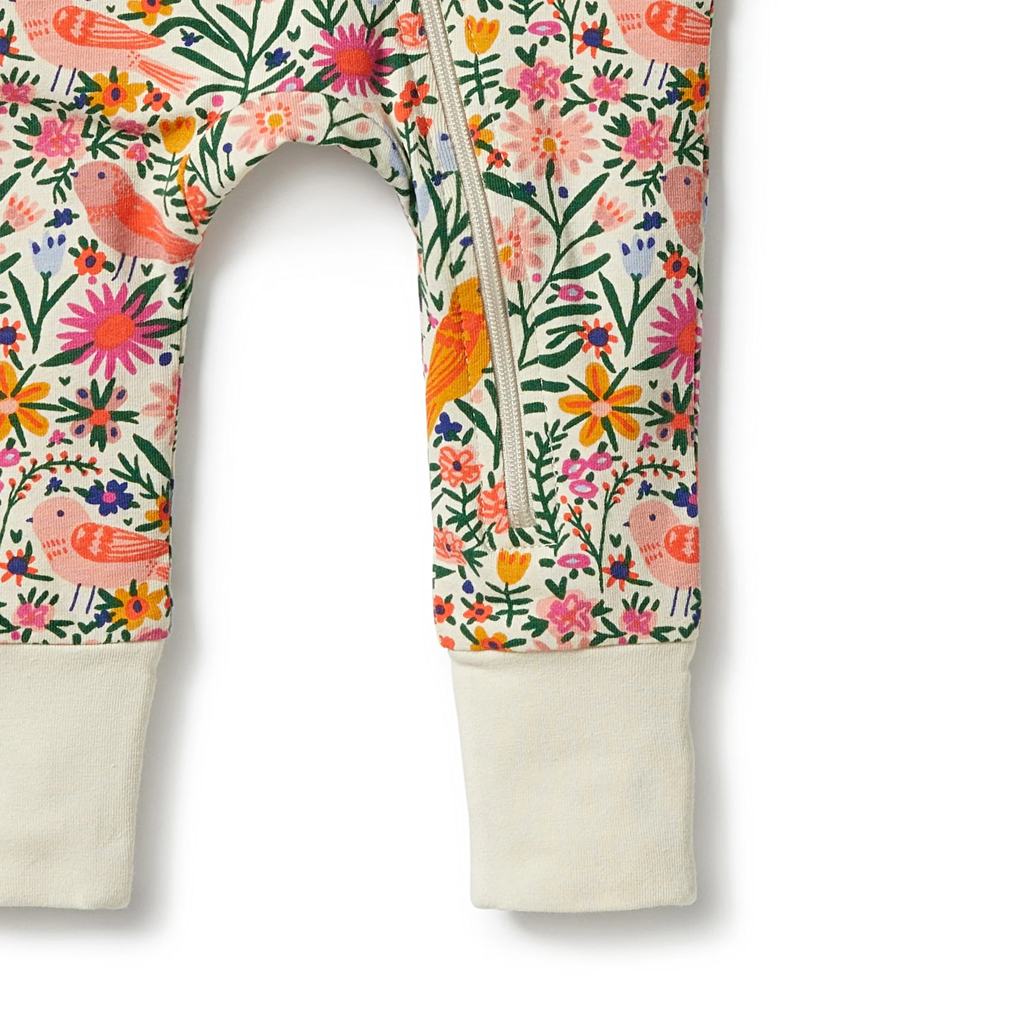 Organic Zipsuit with Feet - Birdy Floral - Image 4