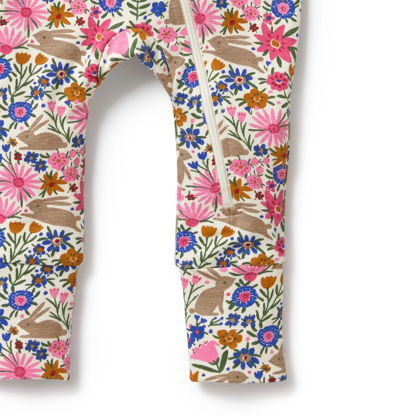 Organic Zipsuit With Feet - Bunny Hop - Image 5
