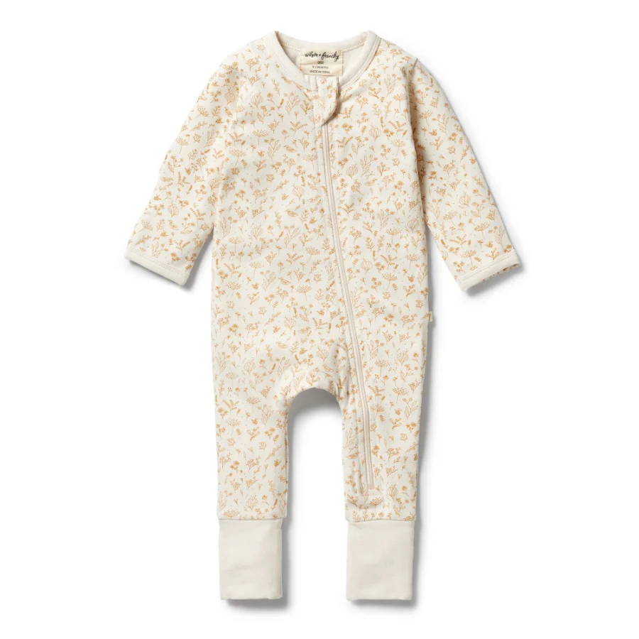 Organic Zipsuit with Feet - Little Garden