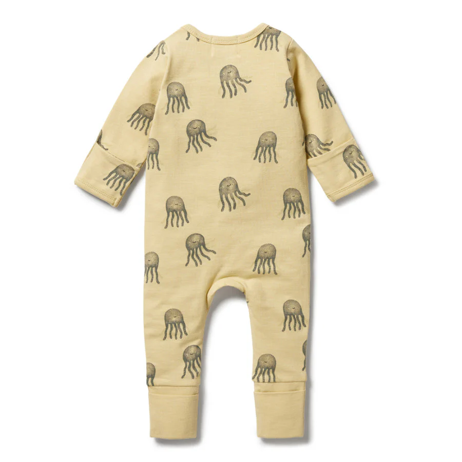 Organic Zipsuit with Feet - Ollie Octopus - Image 2
