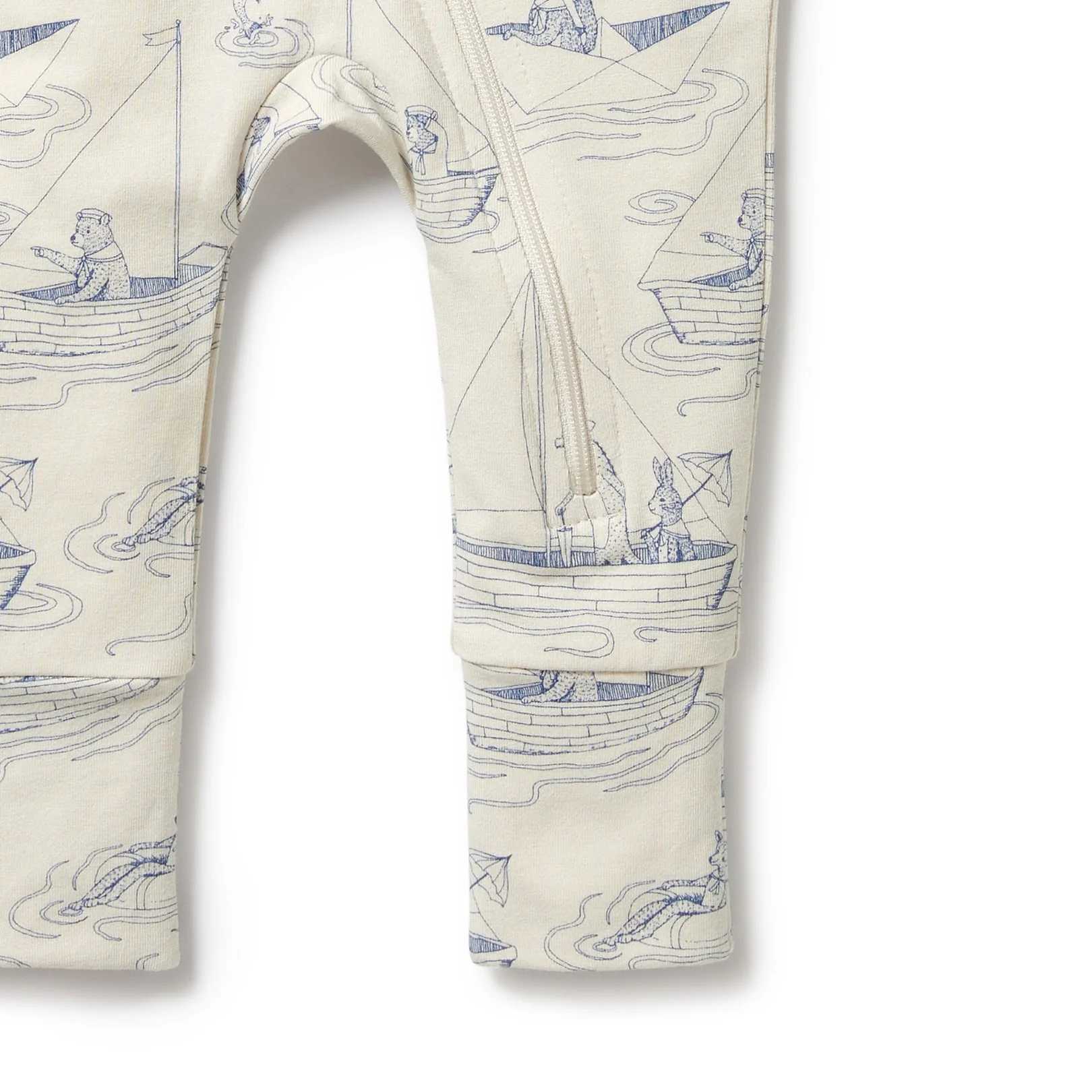 Organic Zipsuit with Feet - Sail Away - Image 5