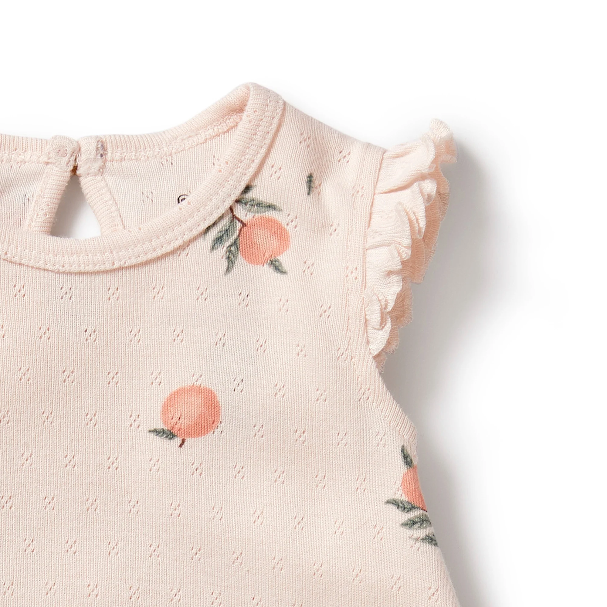 Peaches Organic Pointelle Ruffle Growsuit - Image 3