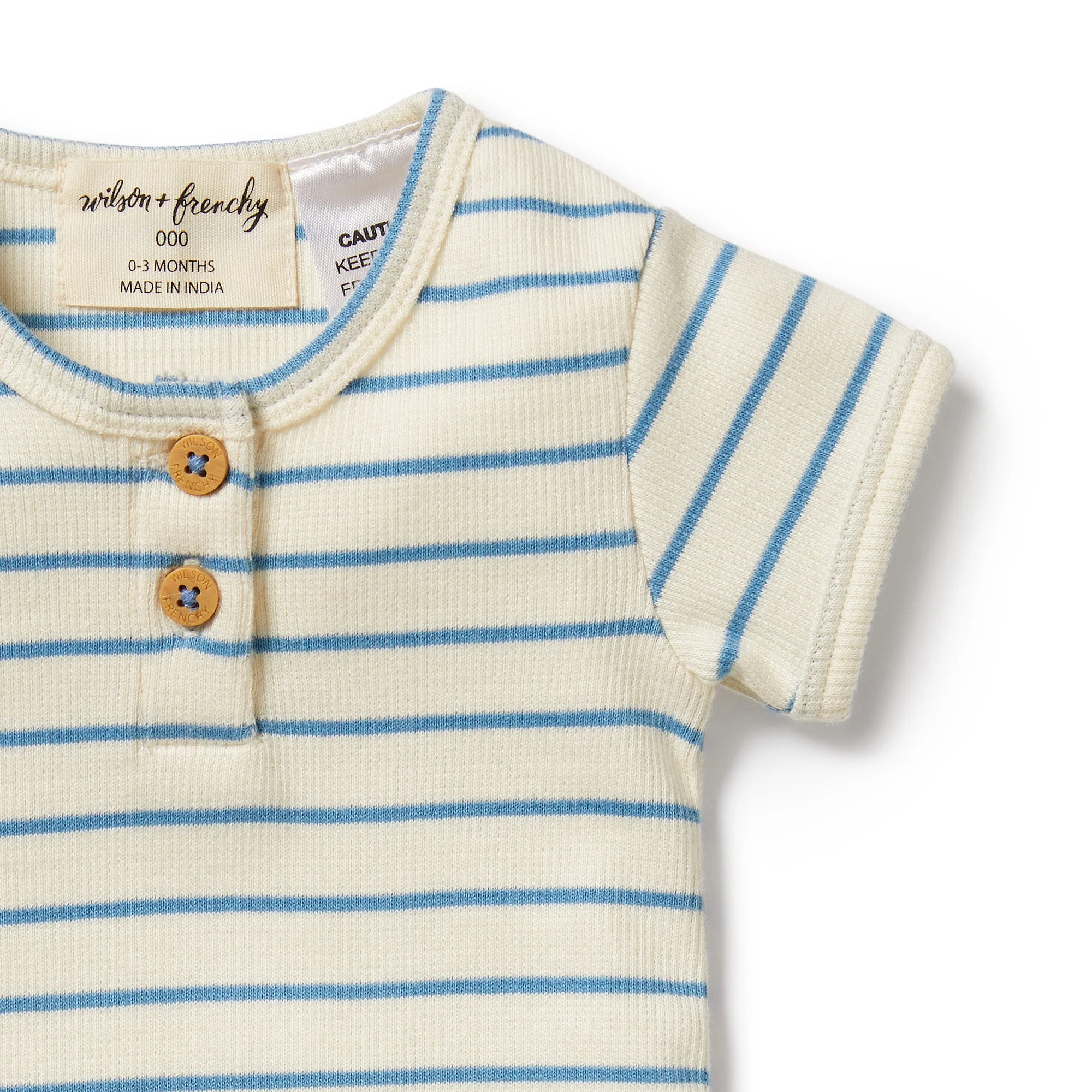 Petit Blue Organic Henley Bodysuit - Image 4