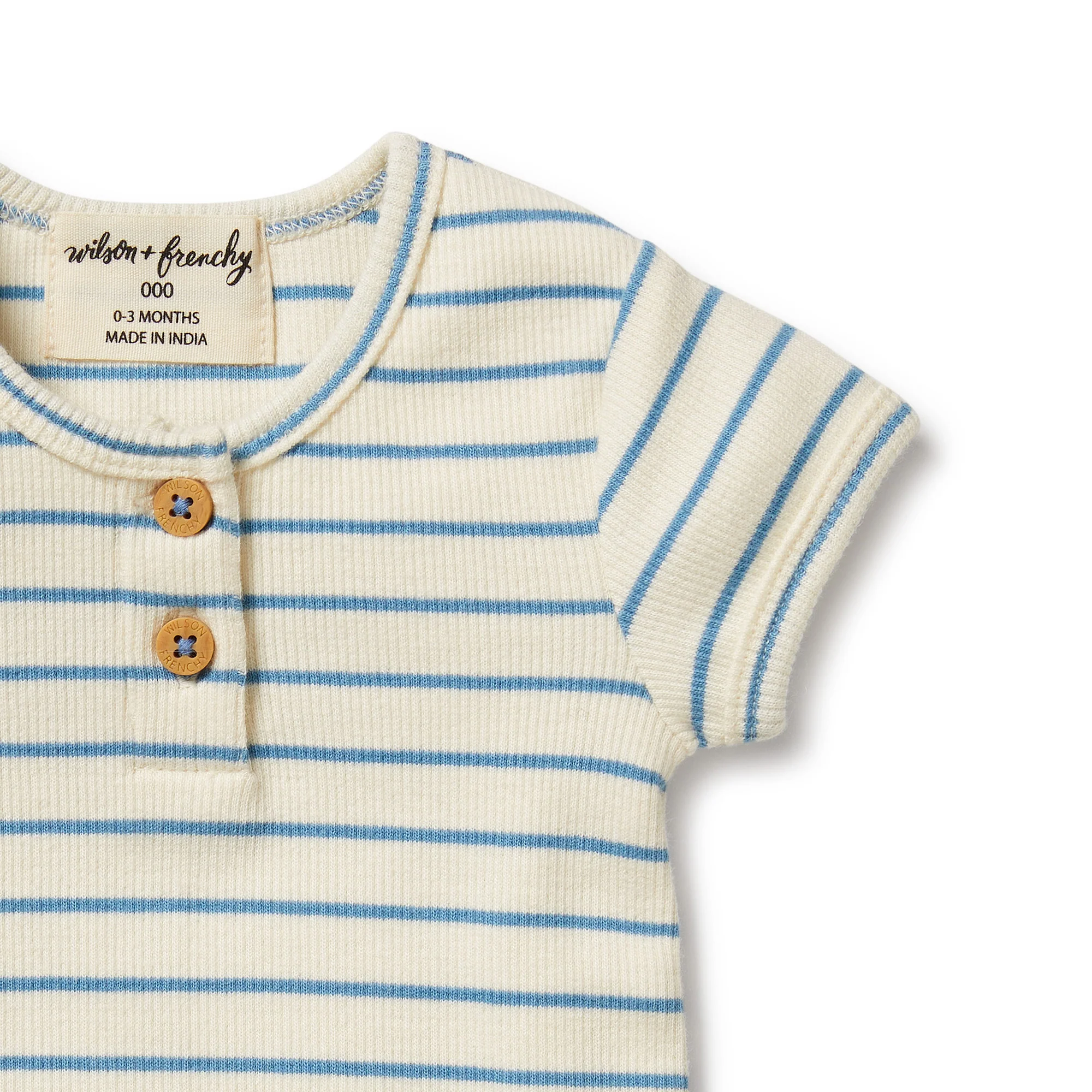 Wilson and Frenchy Petit Blue Organic Henley Tee - Image 2