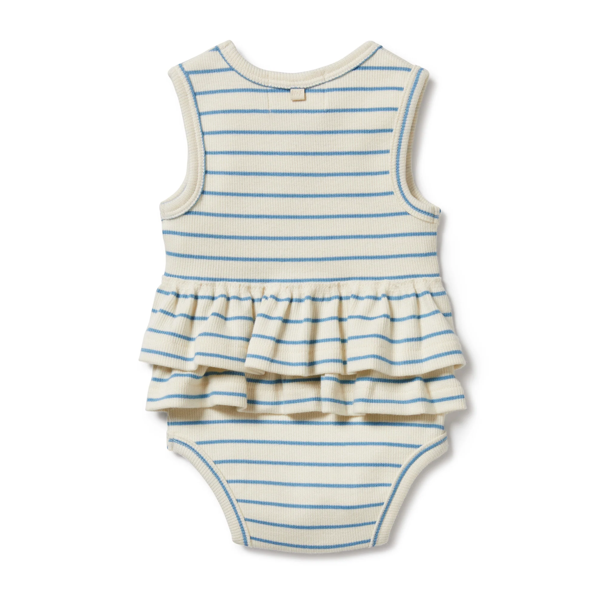 Petit Blue Organic Ruffle Bodysuit - Image 3