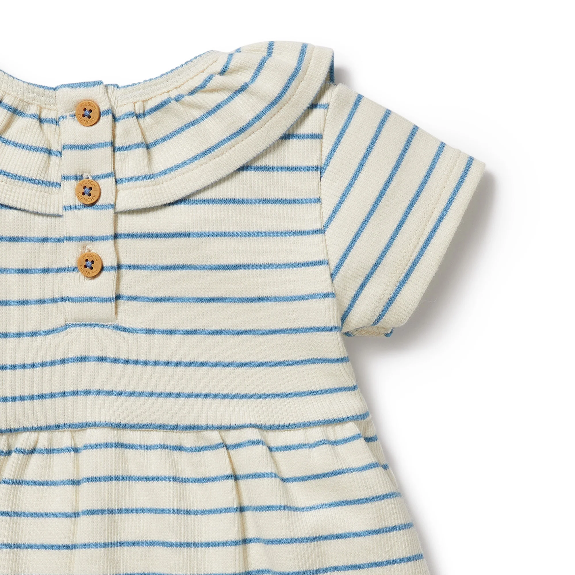 Petit Blue Organic Ruffle Dress - Image 2