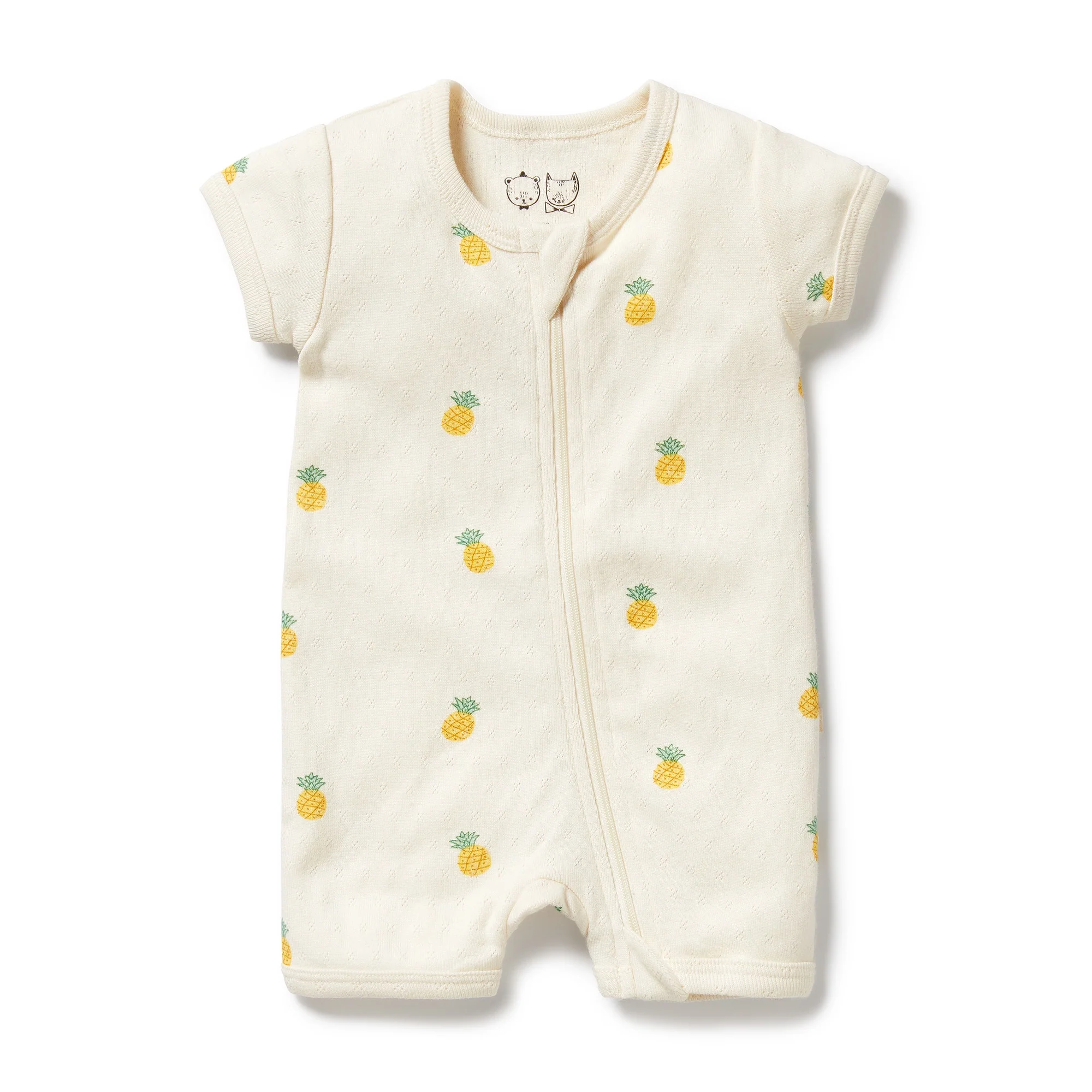 Organic Pointelle Boyleg Zipsuit - Piney Pals