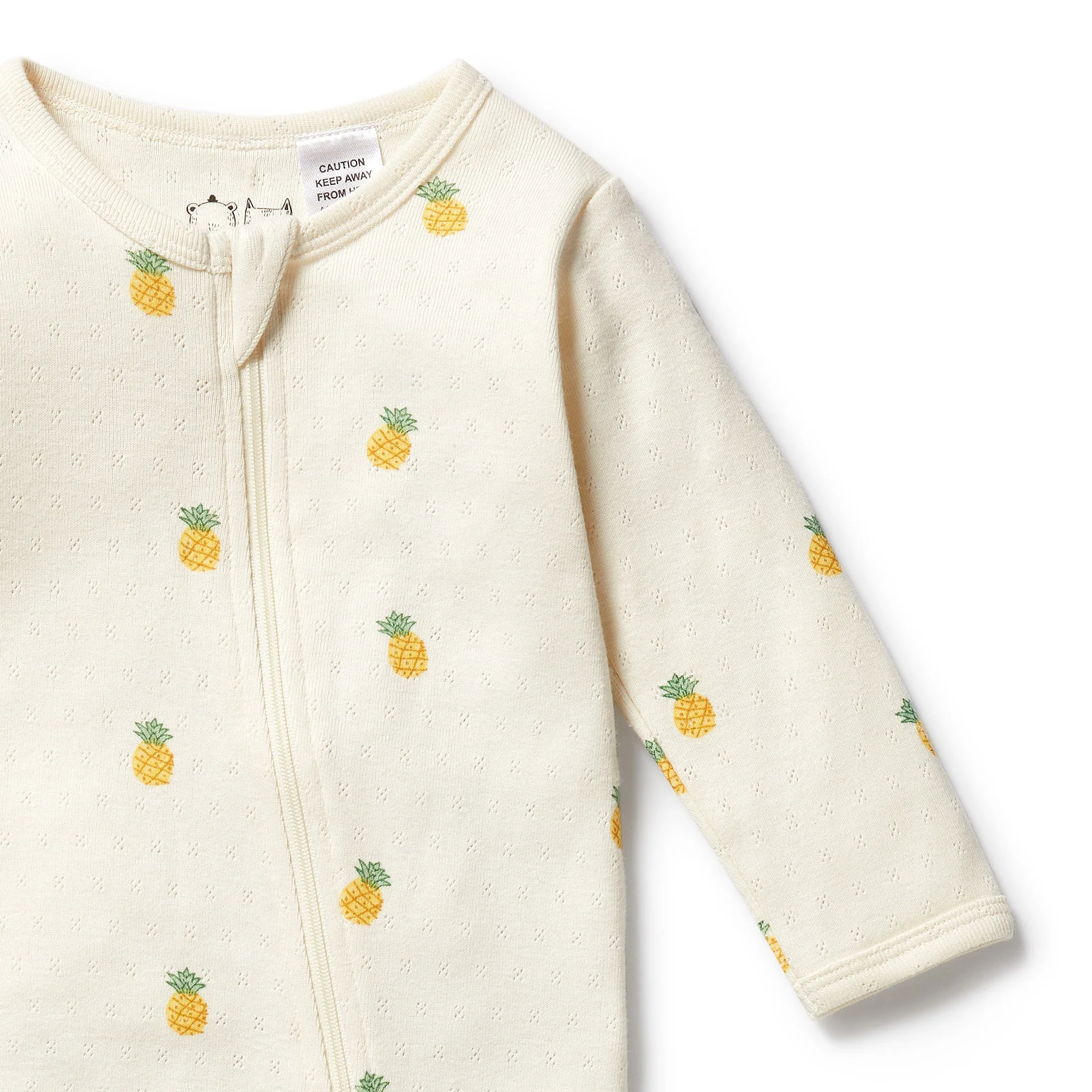Organic Pointelle Zipsuit with Feet - Piney Pals - Image 4