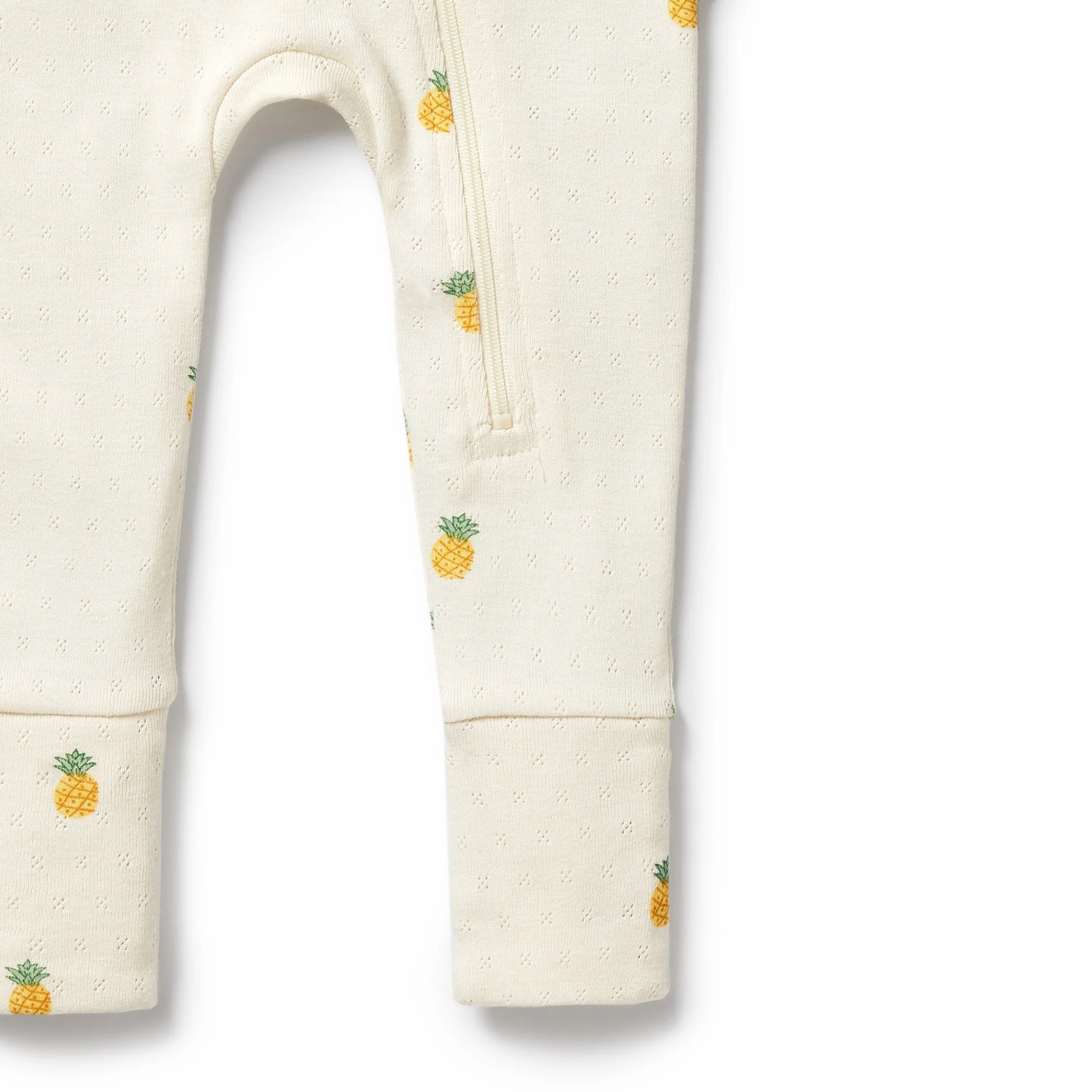 Organic Pointelle Zipsuit with Feet - Piney Pals - Image 5