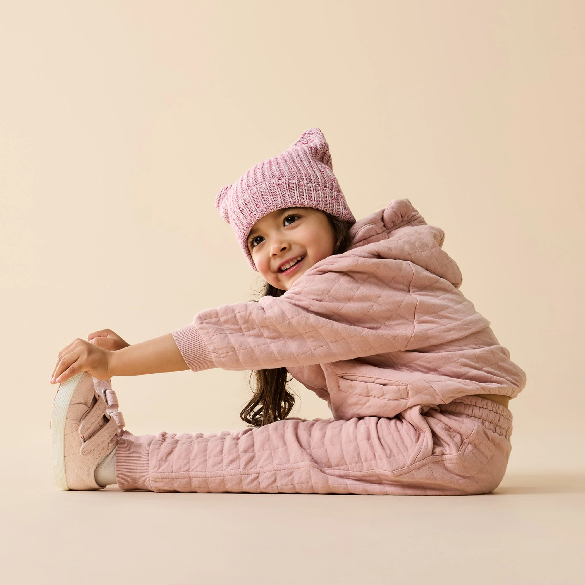 Rhubarb and Cream Organic Knitted Bear Hat - Image 4
