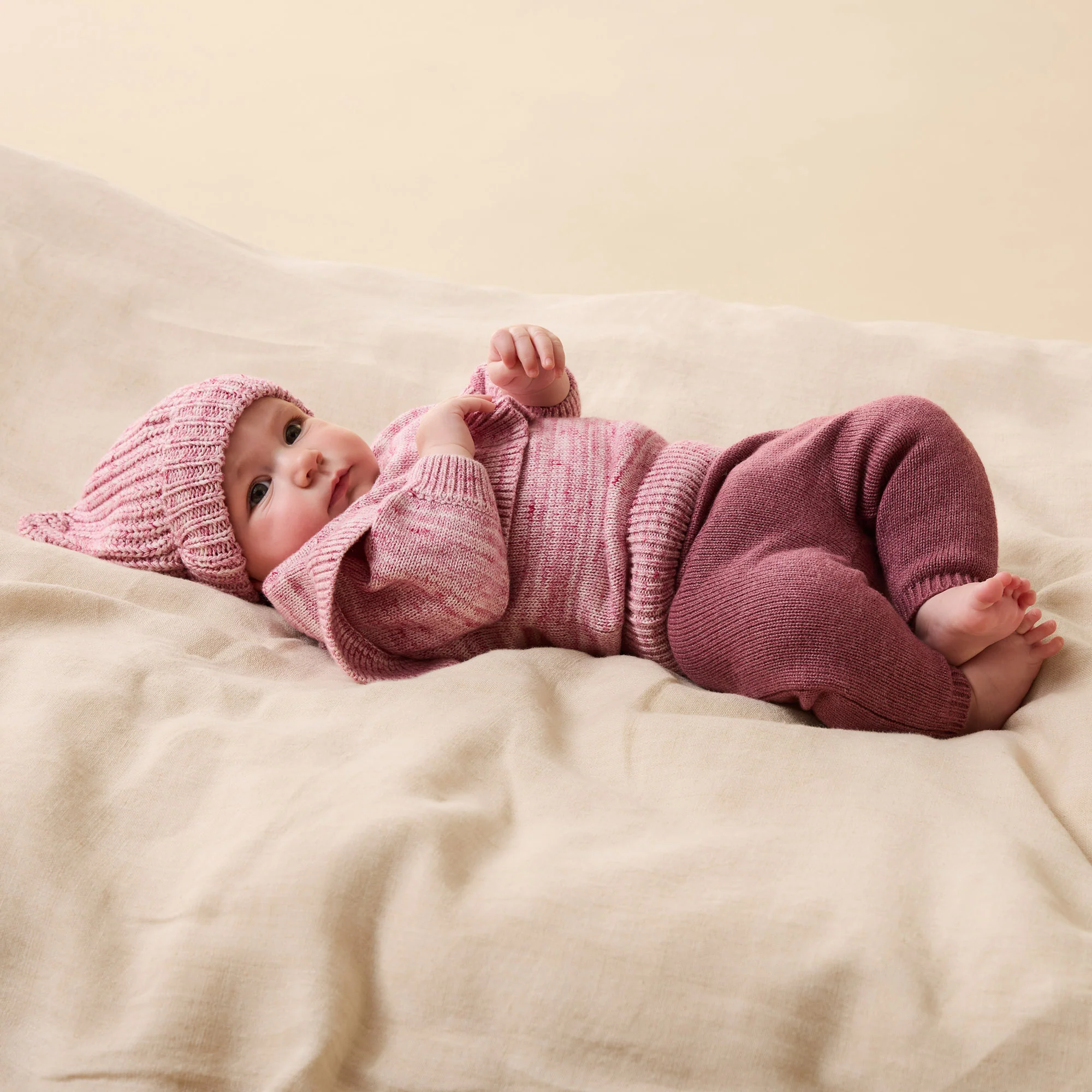 Rhubarb and Cream Organic Knitted Ruffle Jumper - Image 2