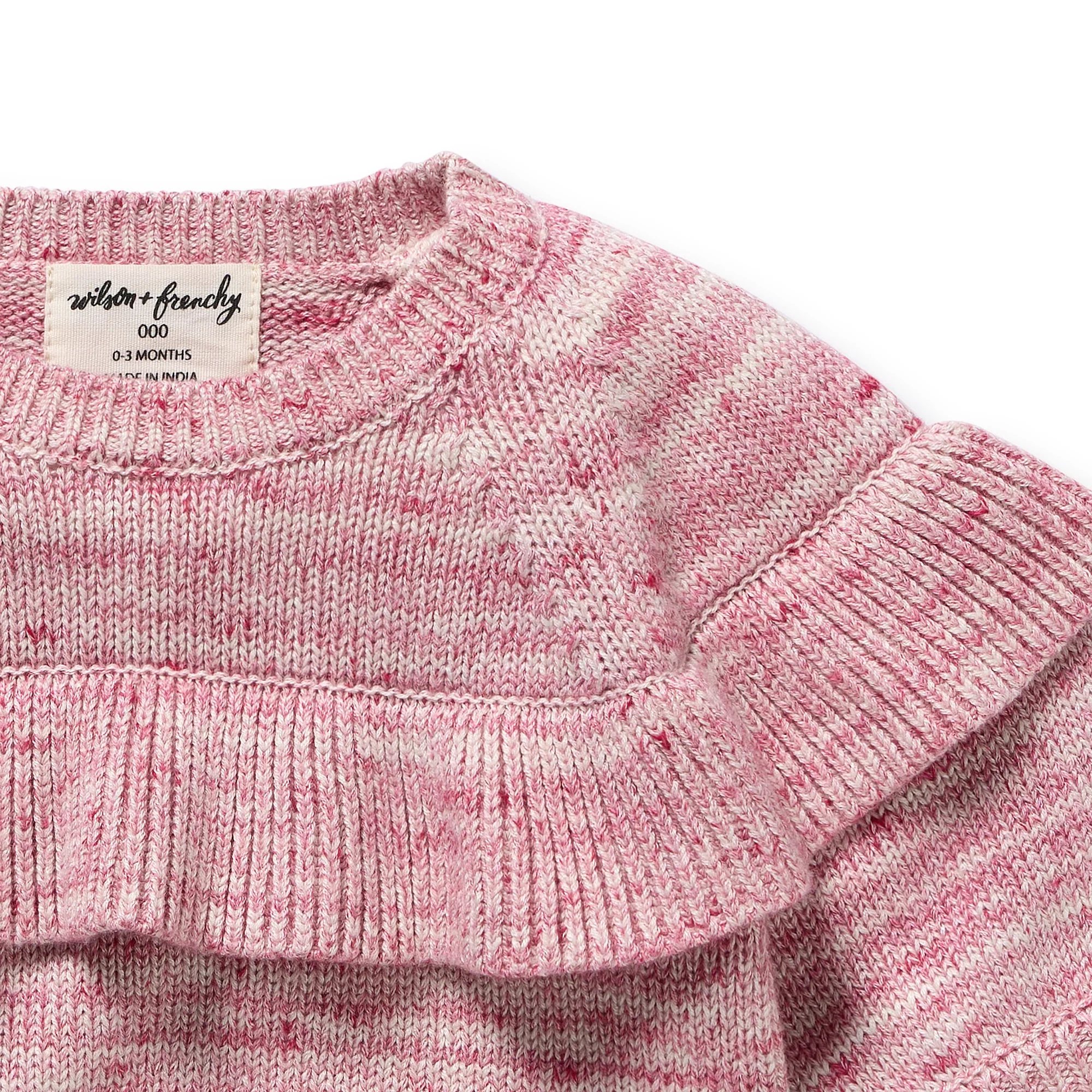 Rhubarb and Cream Organic Knitted Ruffle Jumper - Image 3