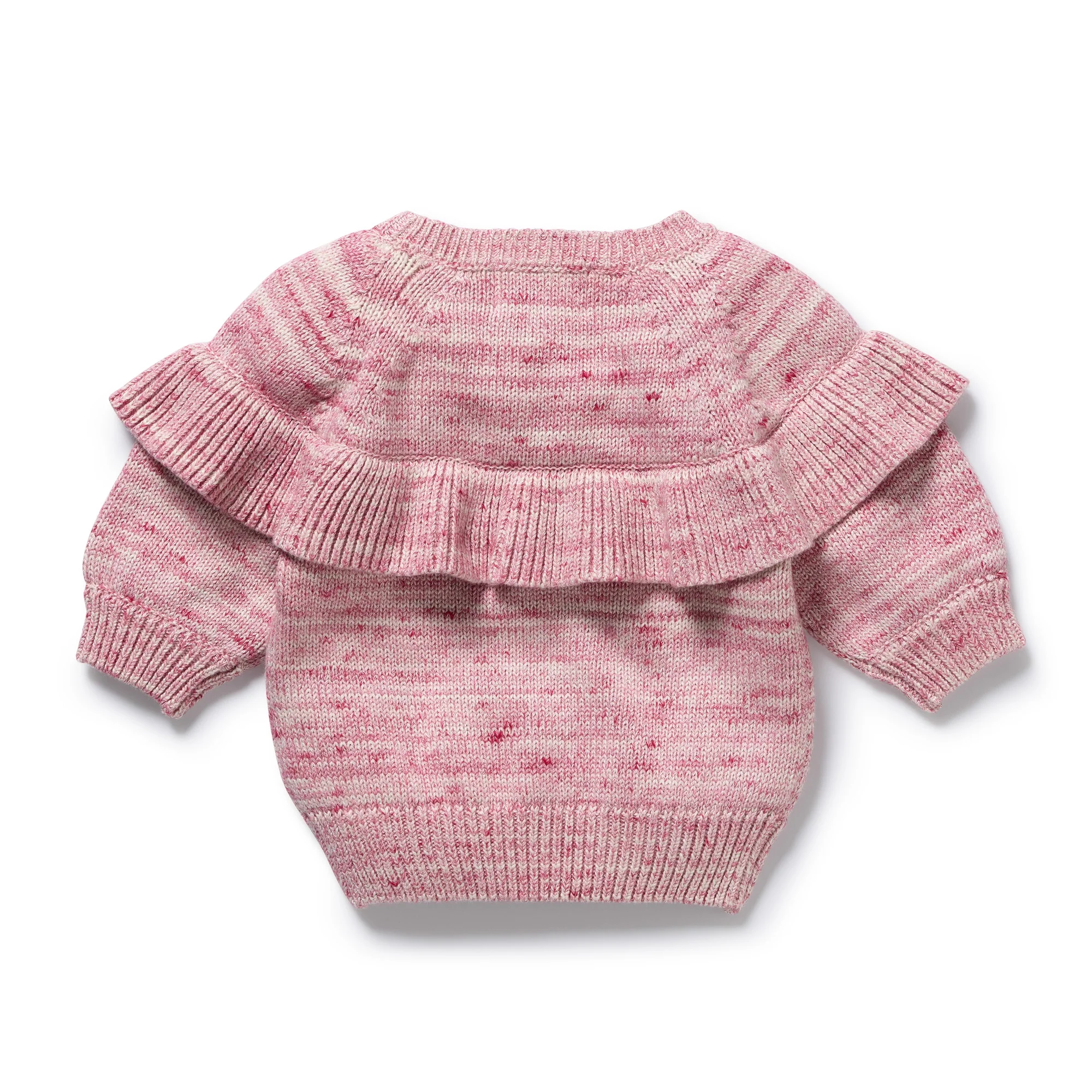 Rhubarb and Cream Organic Knitted Ruffle Jumper - Image 4