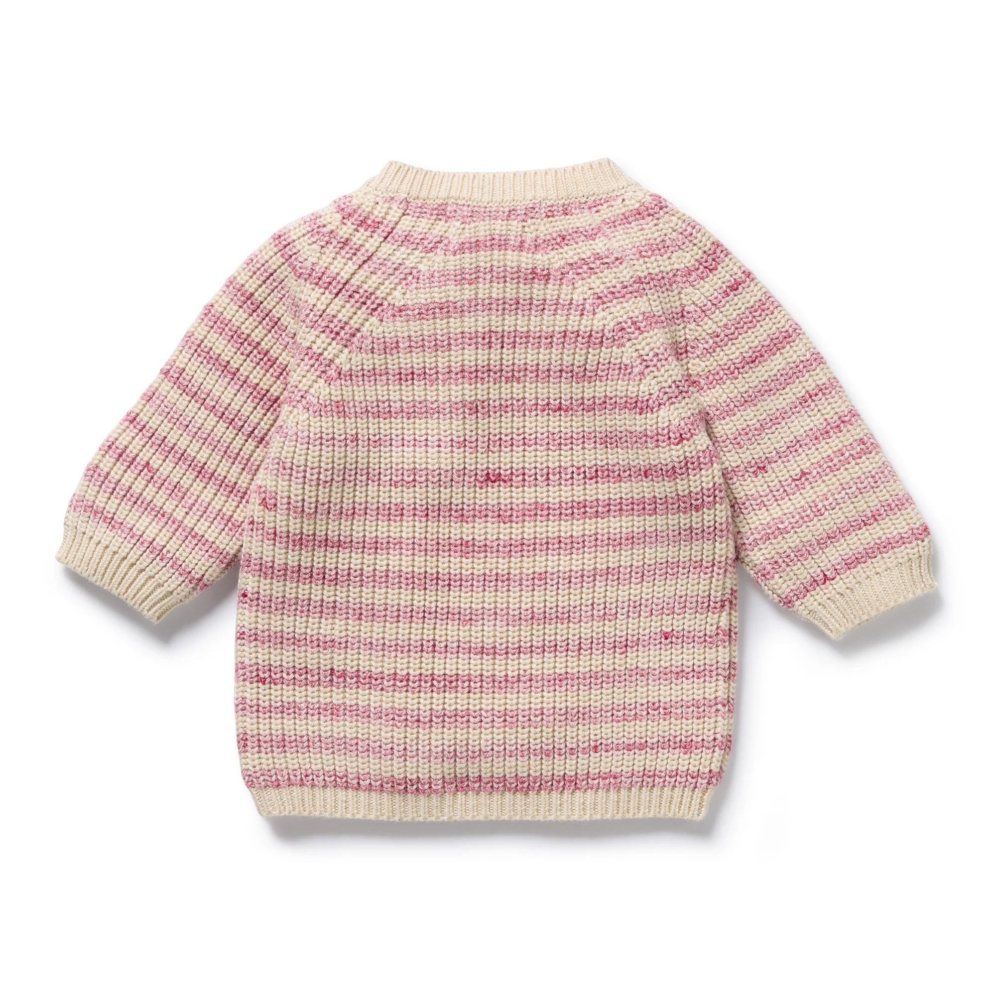 Rhubarb and Cream Organic Knitted Stripe Kimono Cardigan - Image 4