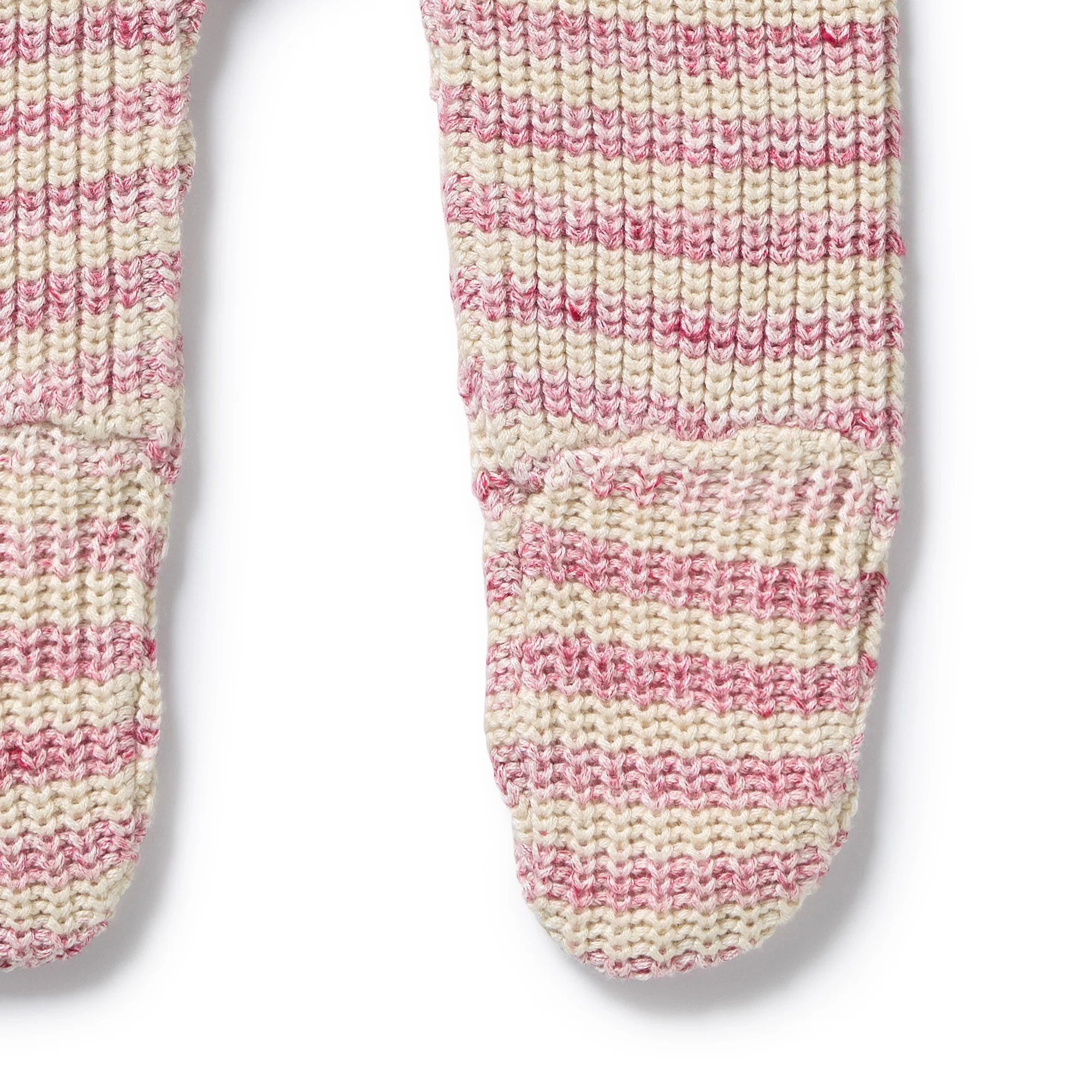 Rhubarb and Cream Organic Knitted Stripe Legging with Feet - Image 3