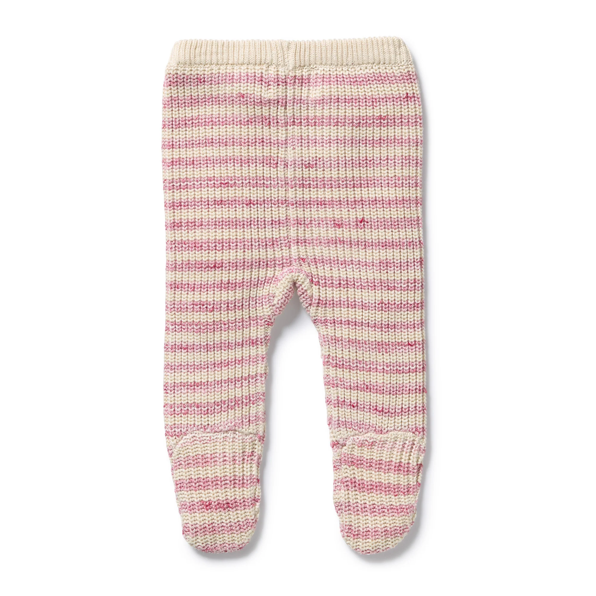 Rhubarb and Cream Organic Knitted Stripe Legging with Feet - Image 4