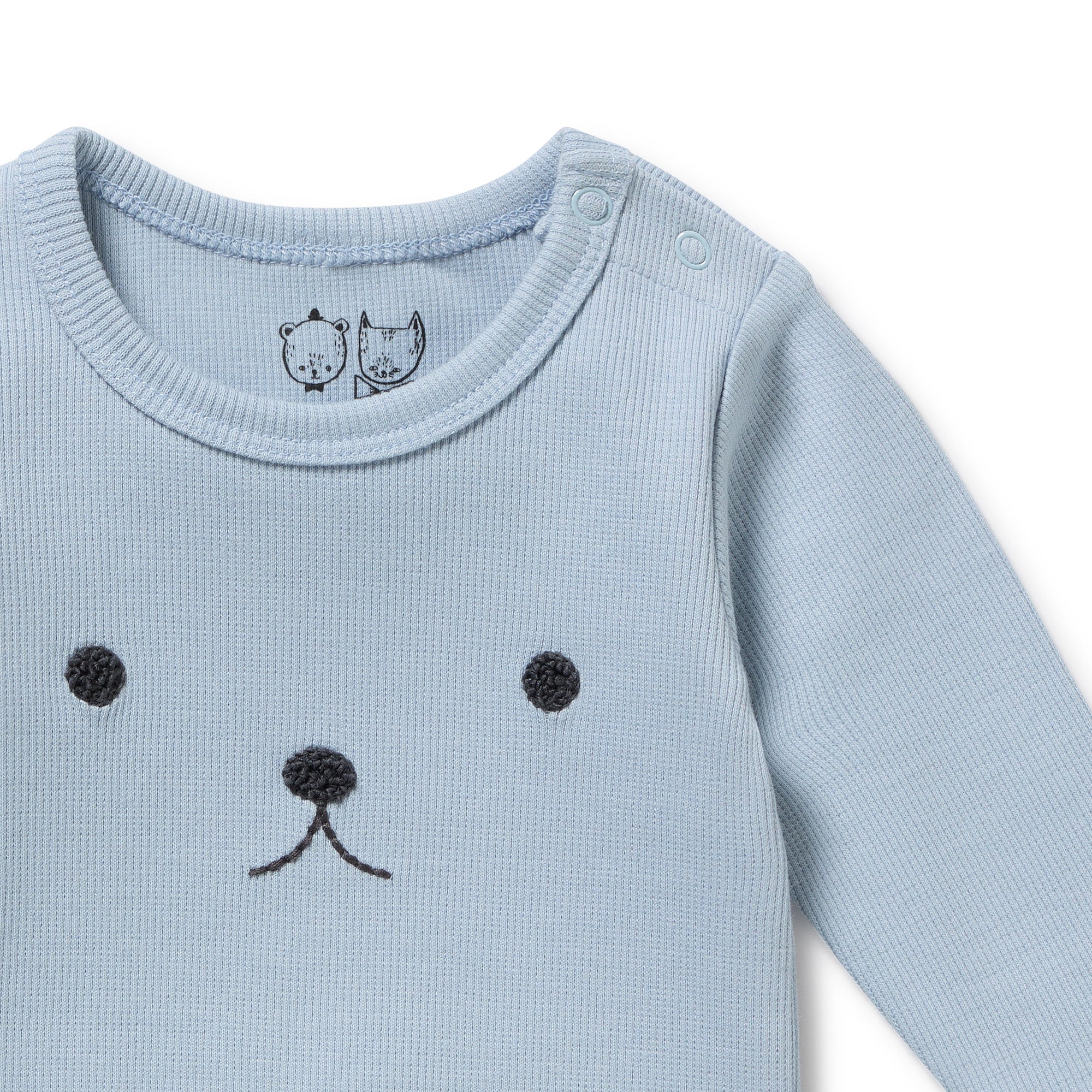 Storm Blue Organic Rib Long Sleeved Bodysuit - Image 3
