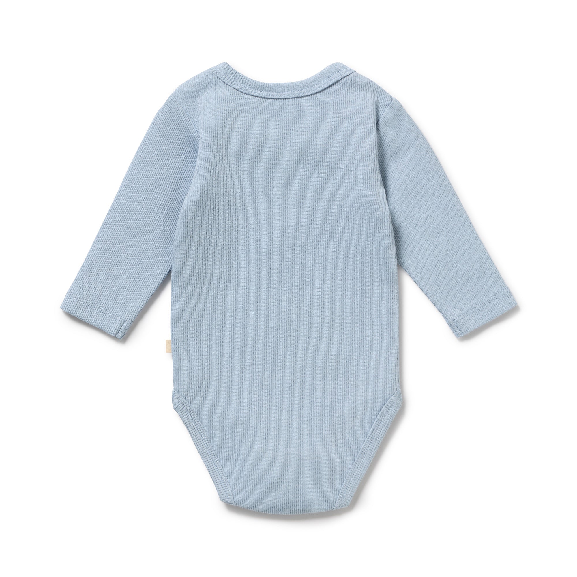Storm Blue Organic Rib Long Sleeved Bodysuit - Image 5