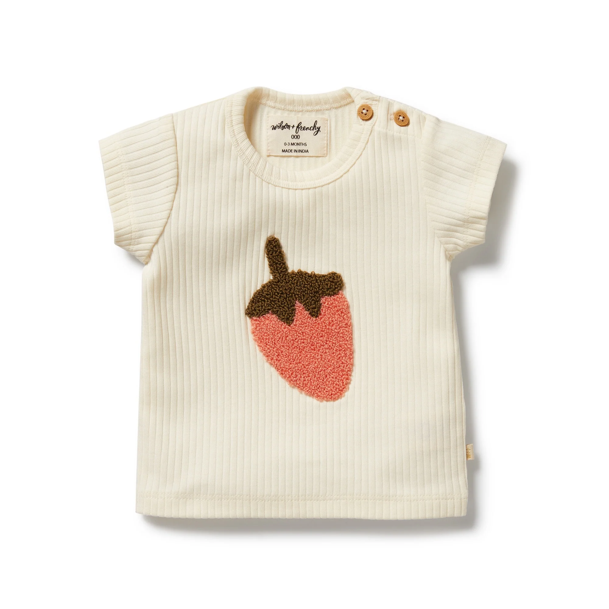 Embroidered Organic Tee - Strawberry Kisses