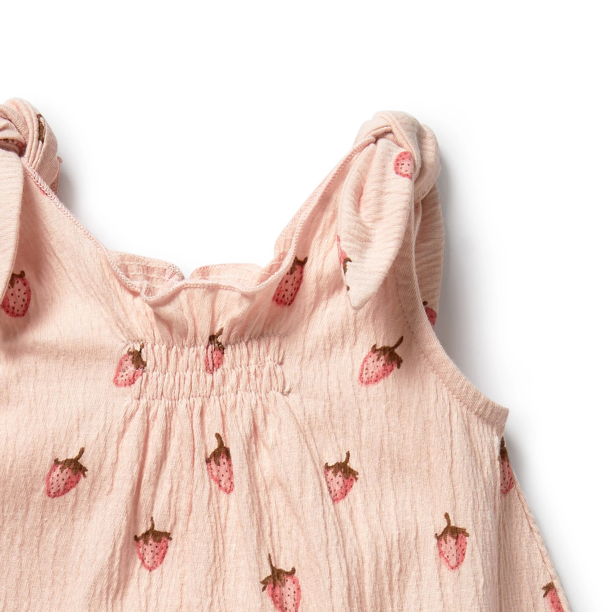 Organic Tie Playsuit - Strawberry Kisses - Image 2