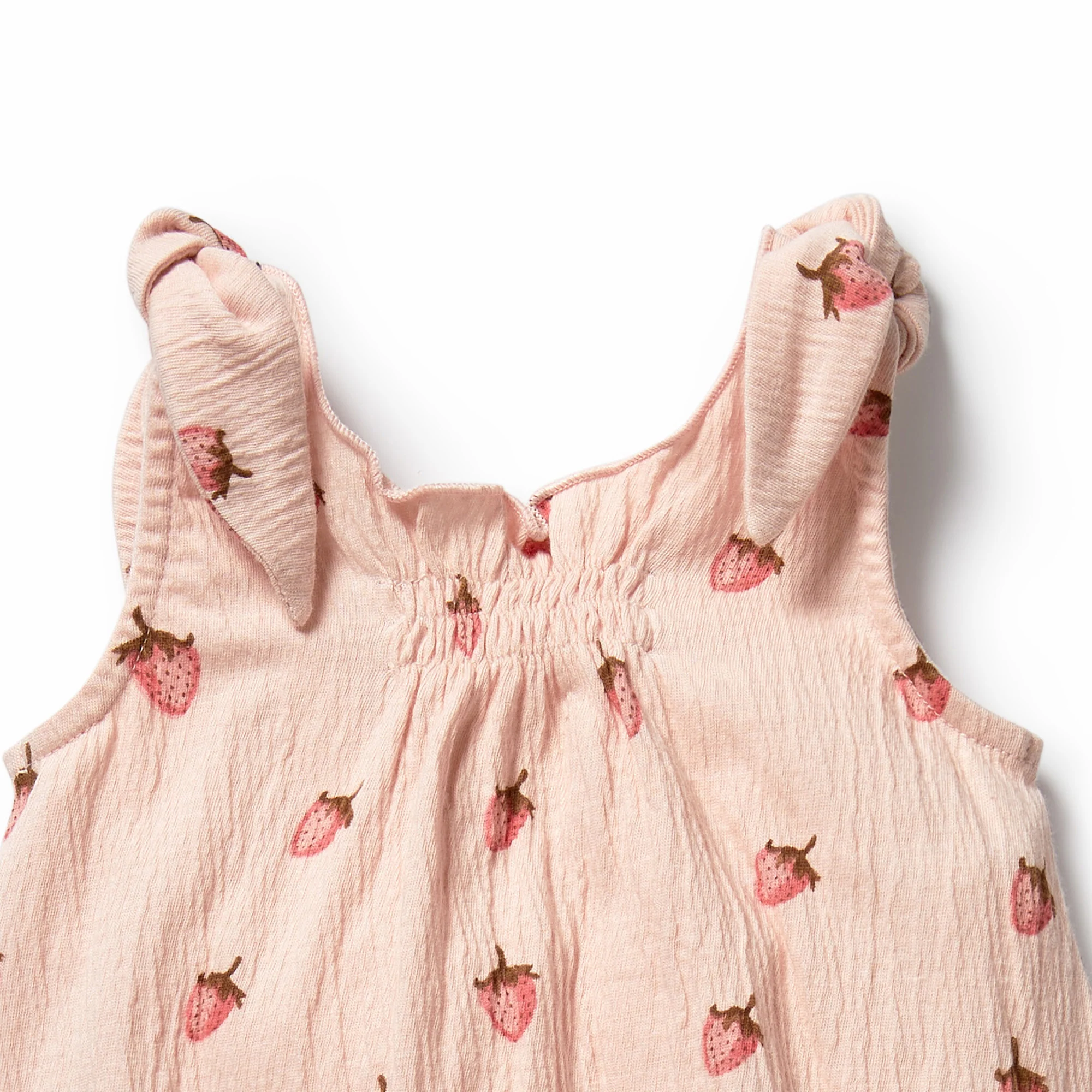 Organic Tie Playsuit - Strawberry Kisses - Image 4