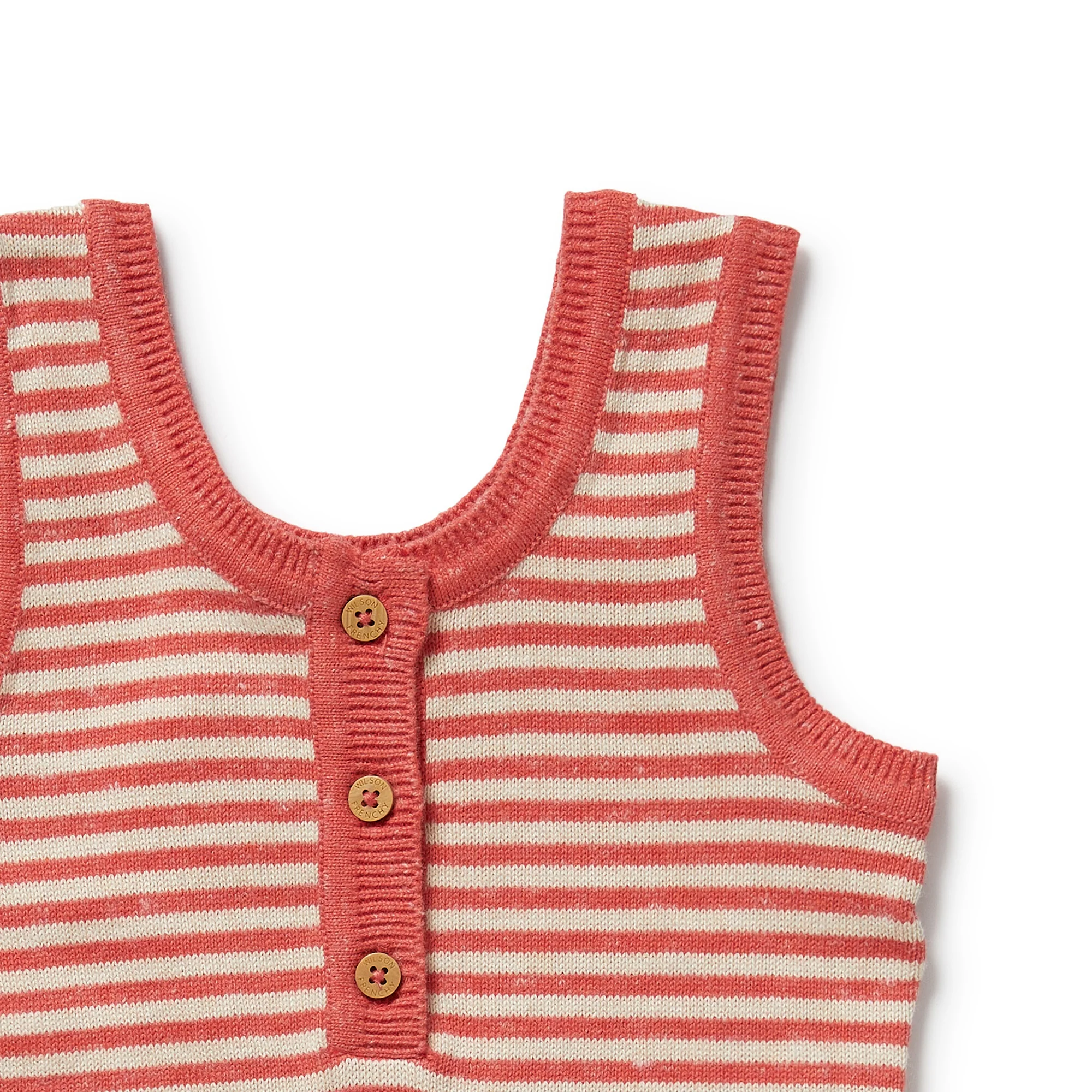 Organic Knitted Stripe Playsuit - Strawberry Swirl - Image 3