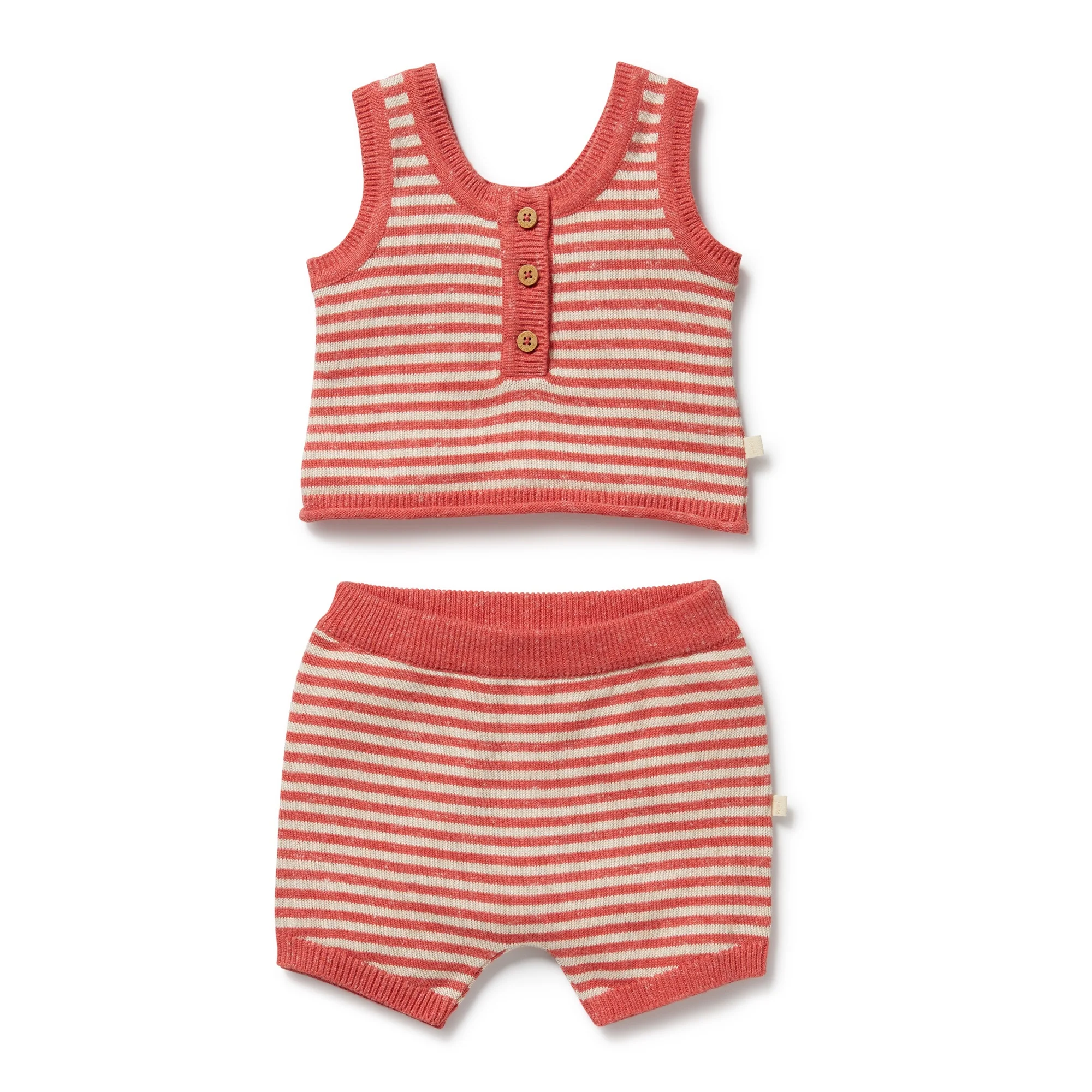 Organic Knitted Stripe Set - Strawberry Swirl