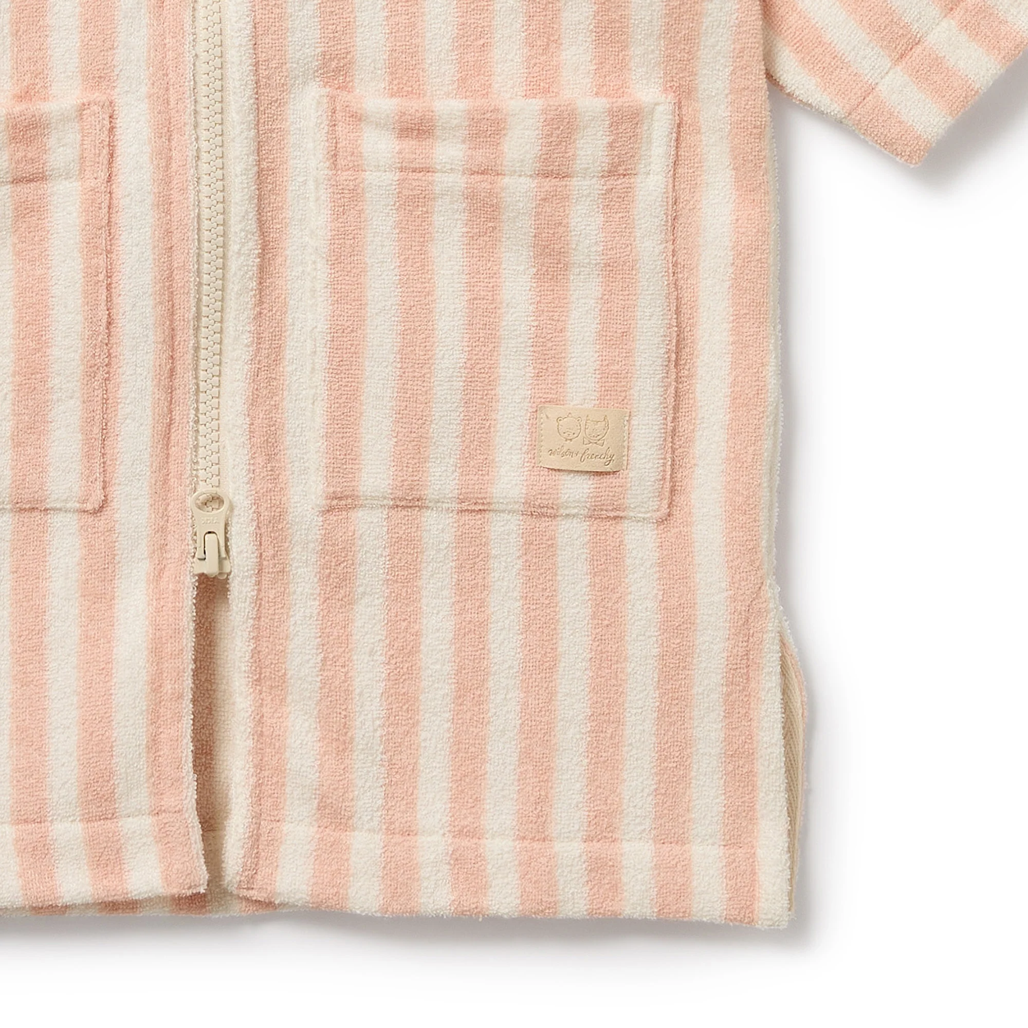 Organic Terry Hooded Towel - Strawberry Wave - Image 3