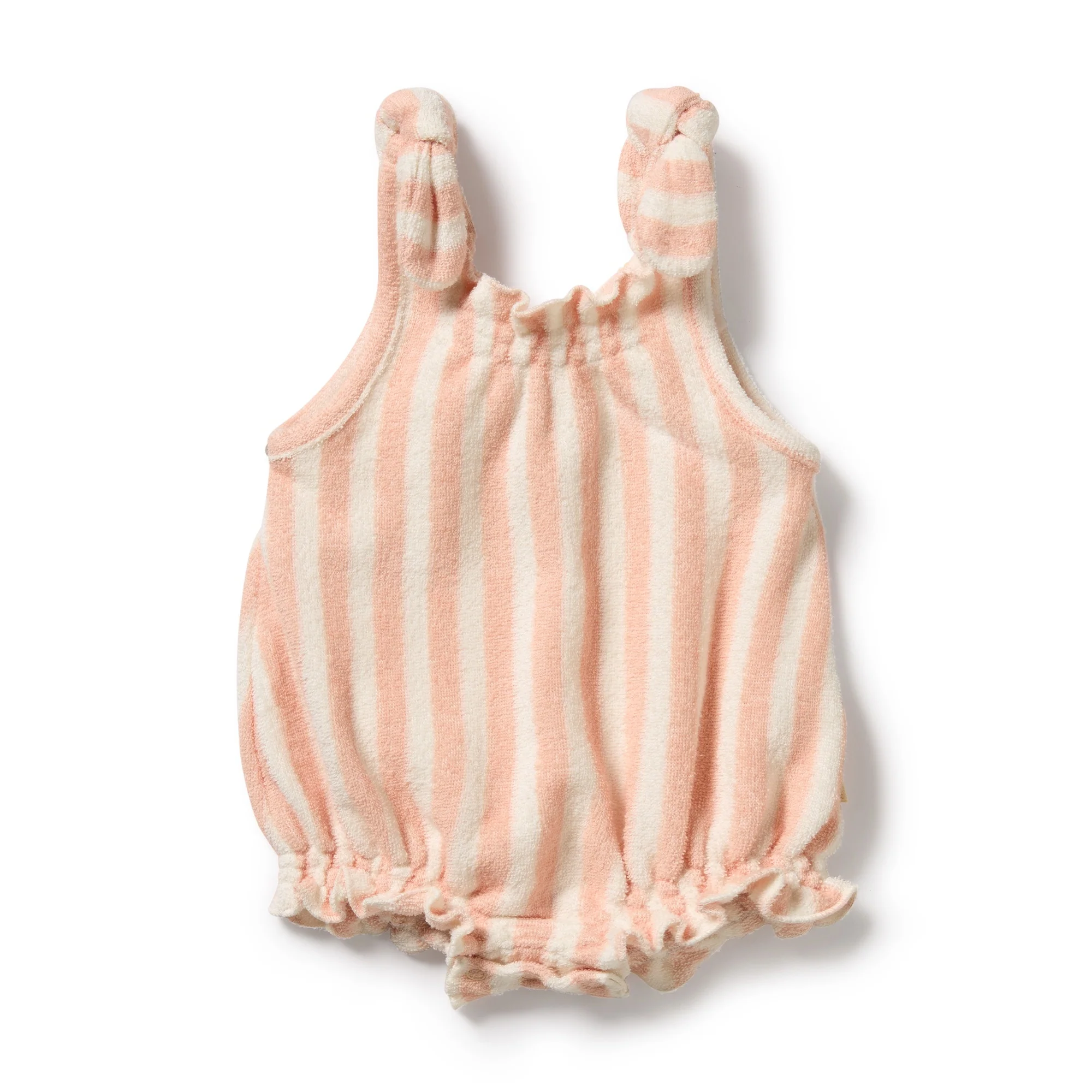 Organic Terry Tie Playsuit - Strawberry Wave
