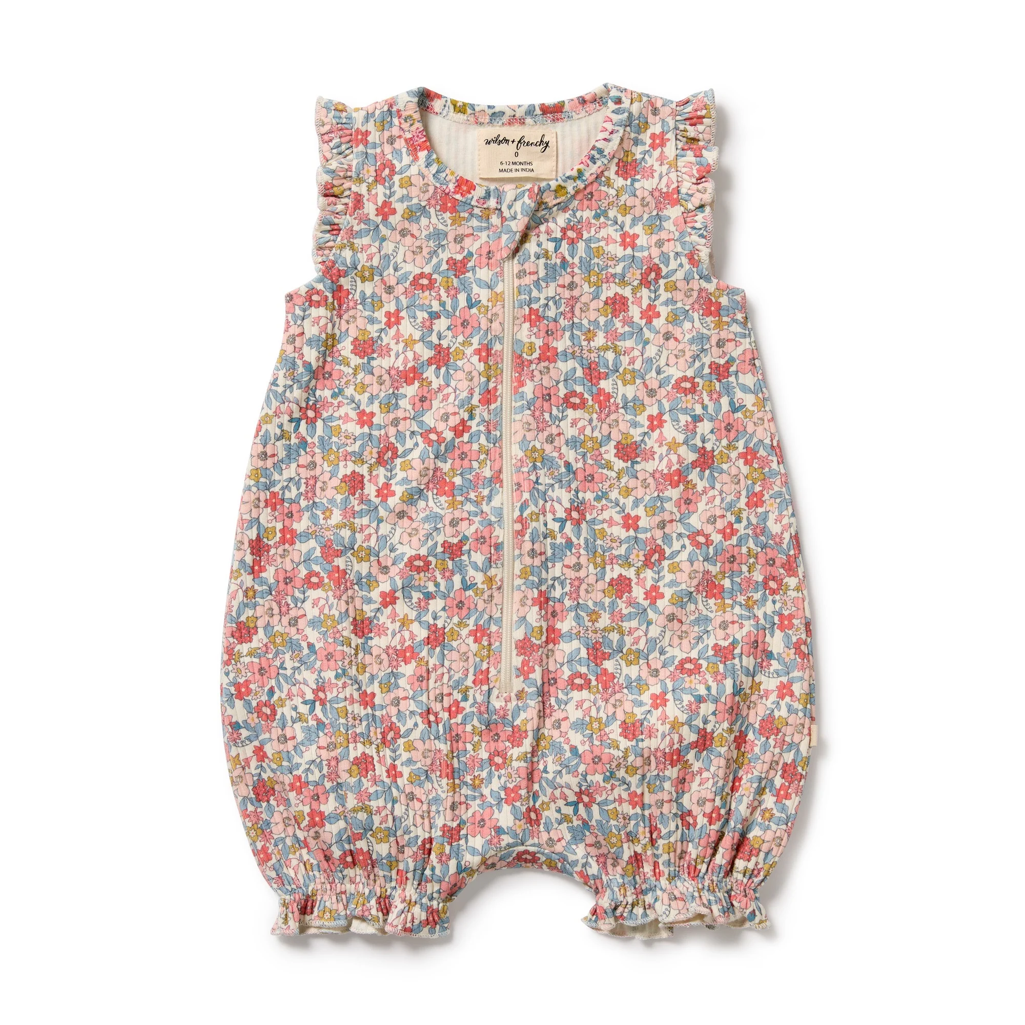 Organic Ruffle Zipsuit - Summer Bloom