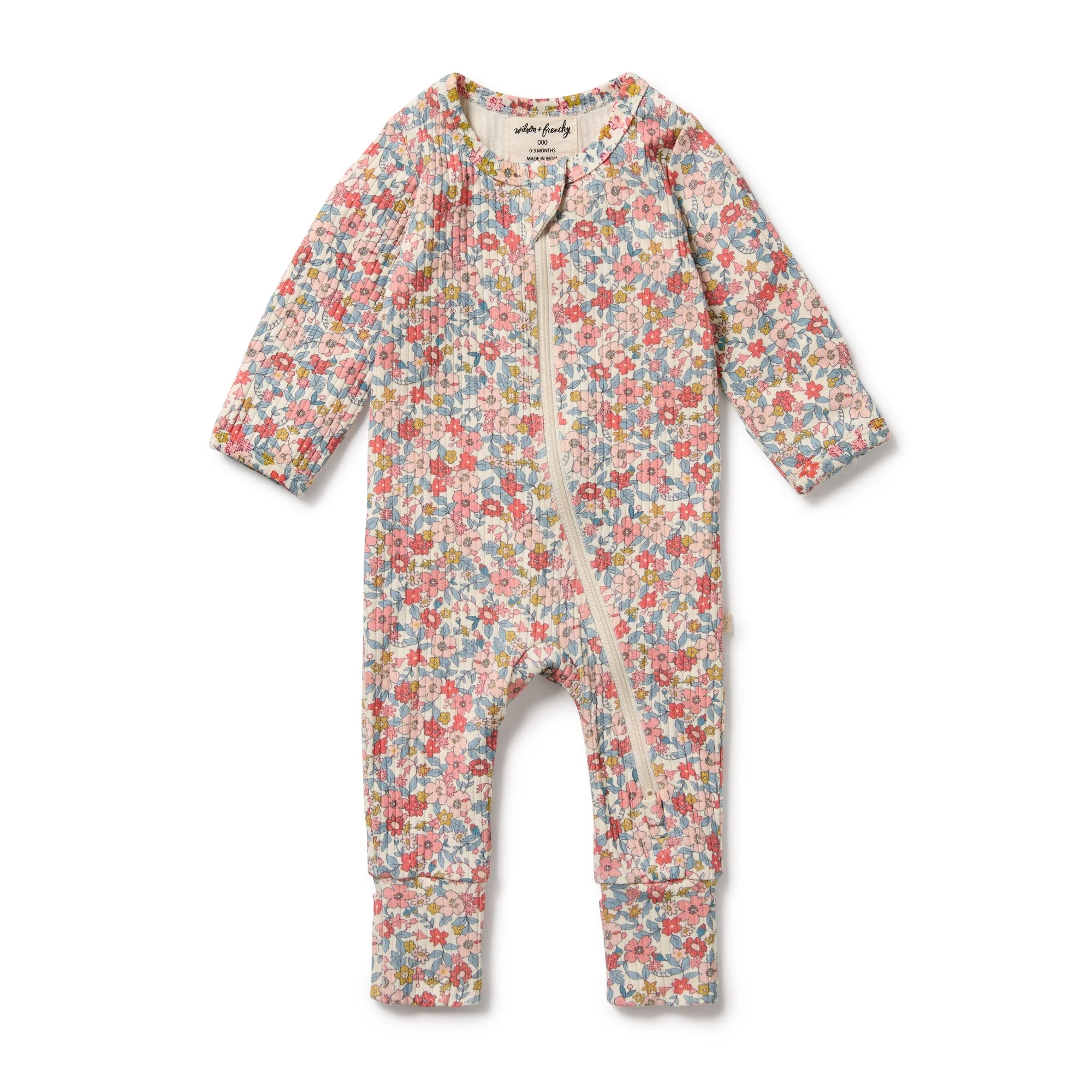 Organic Zipsuit with Feet - Summer Bloom