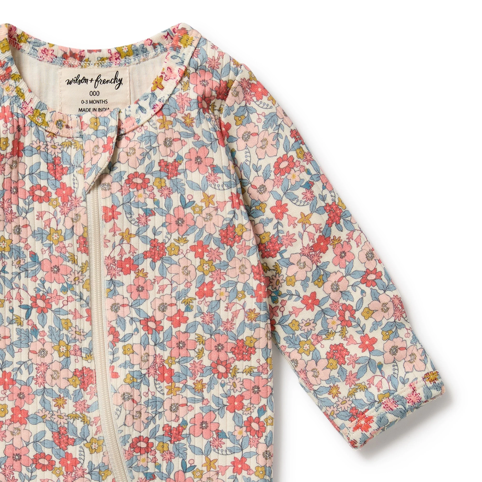 Organic Zipsuit with Feet - Summer Bloom - Image 4