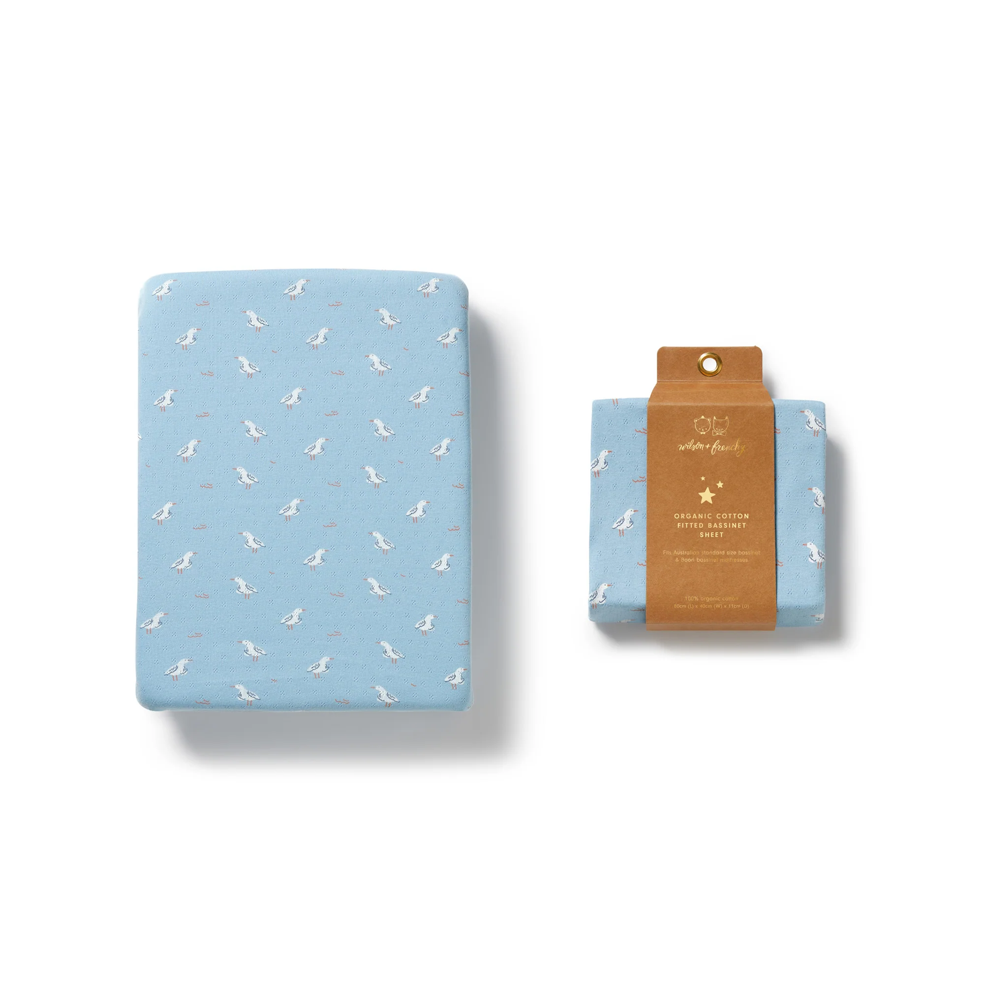 Organic Pointelle Bassinet Sheet - Sunny Seagulls - Image 4