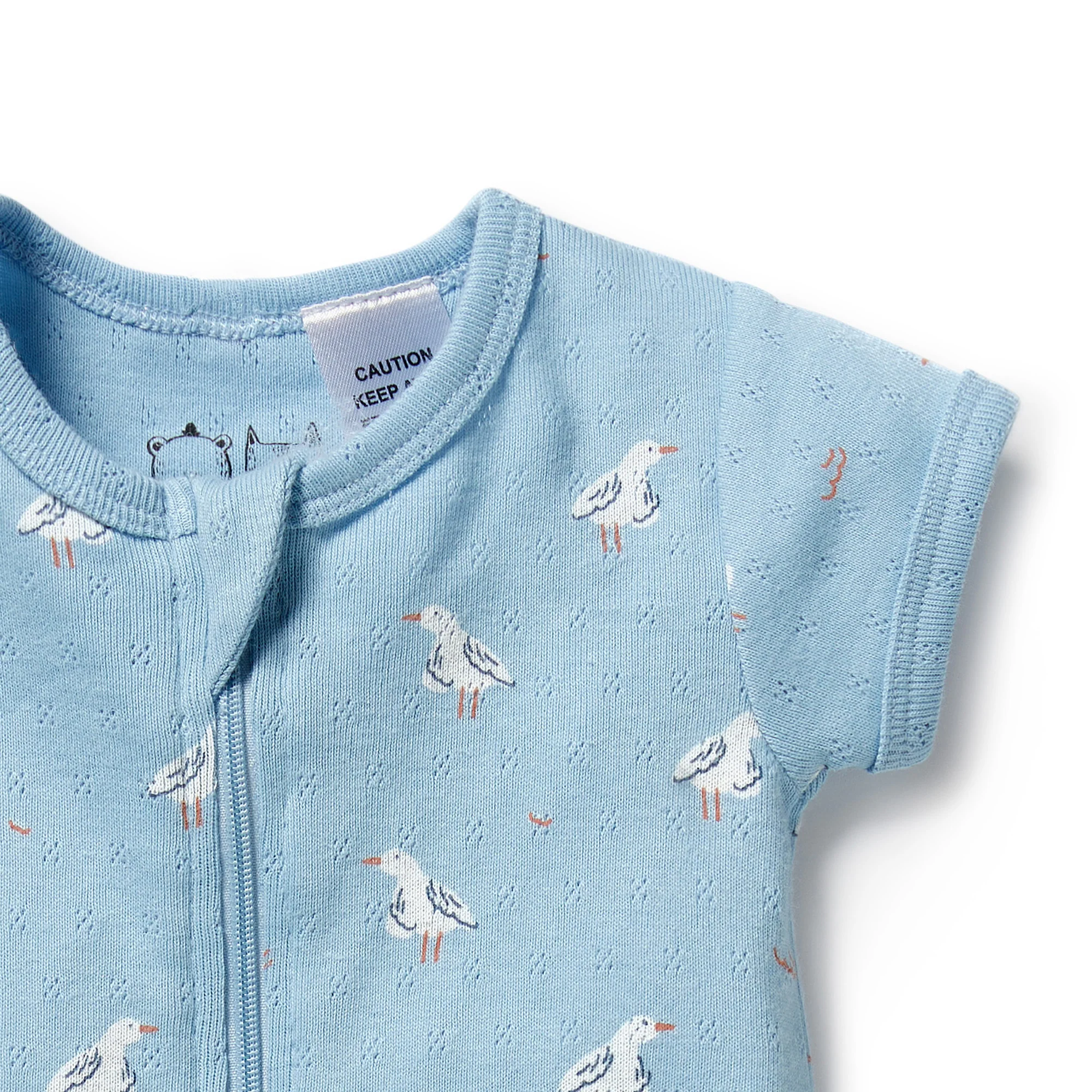 Organic Pointelle Boyleg Zipsuit - Sunny Seagulls - Image 2