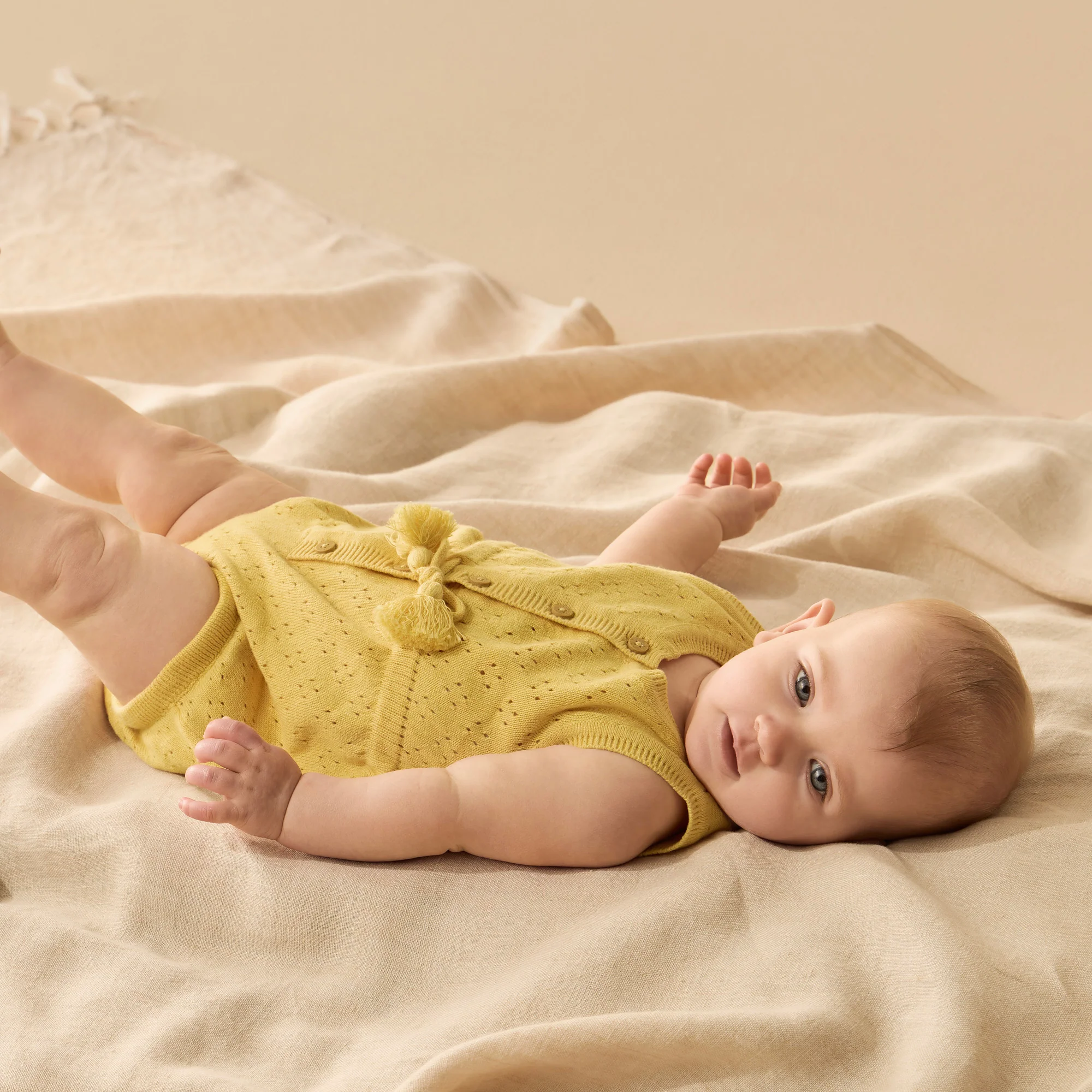 Organic Knitted Tie Bodysuit - Sunny Sorbet - Image 3