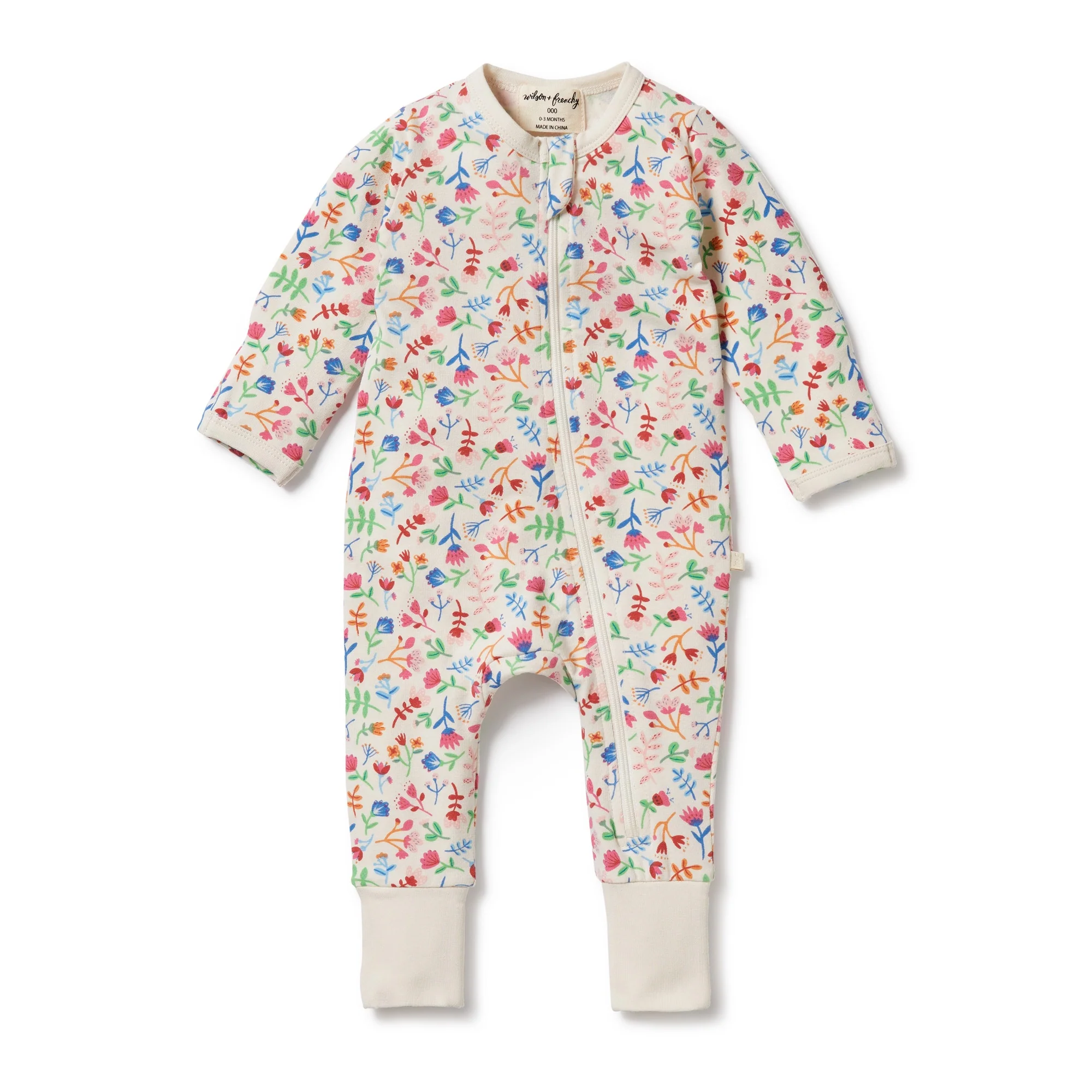 Tropical Garden Organic Zipsuit with Feet