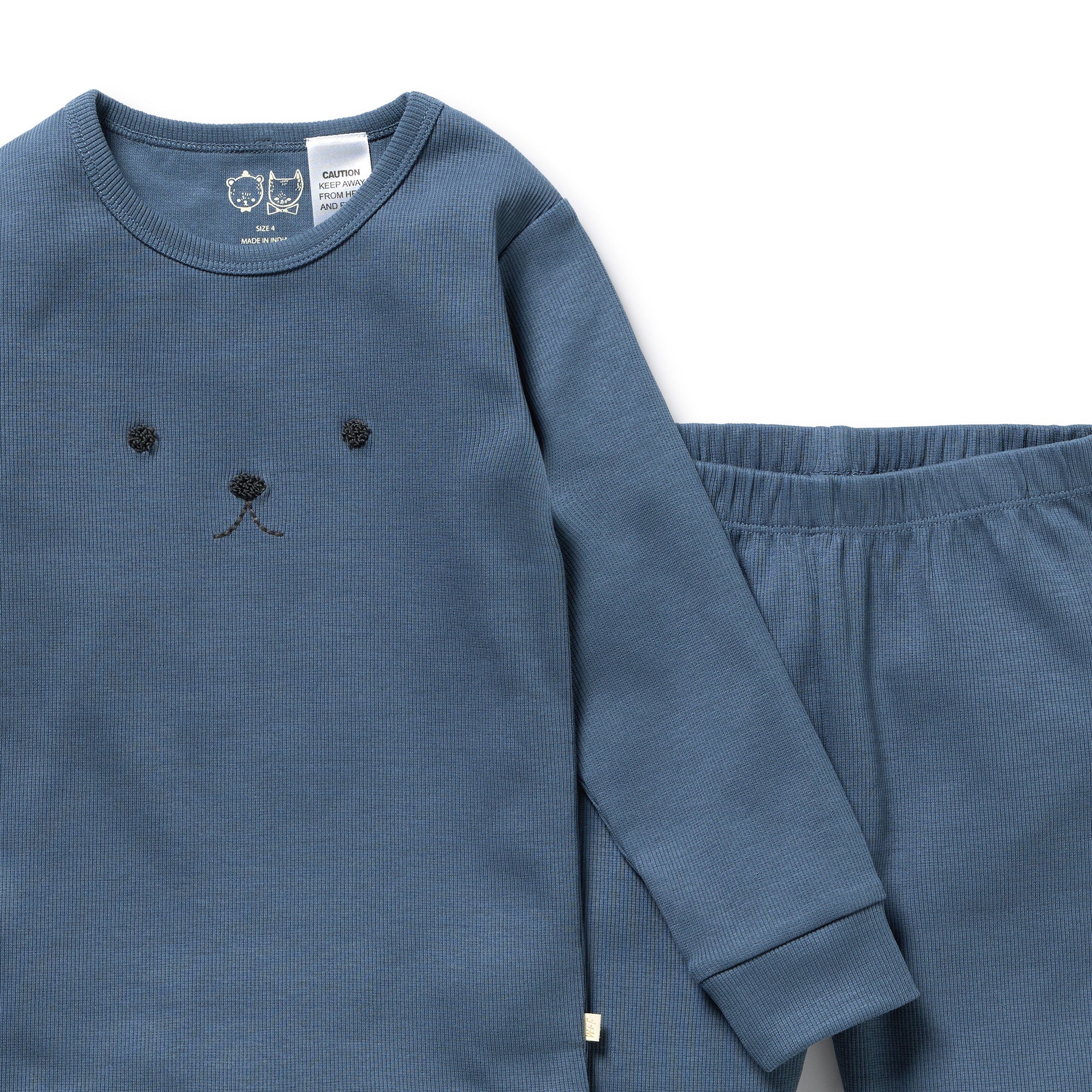 Twilight Blue Organic Rib Long Sleeved Pyjamas - Image 2