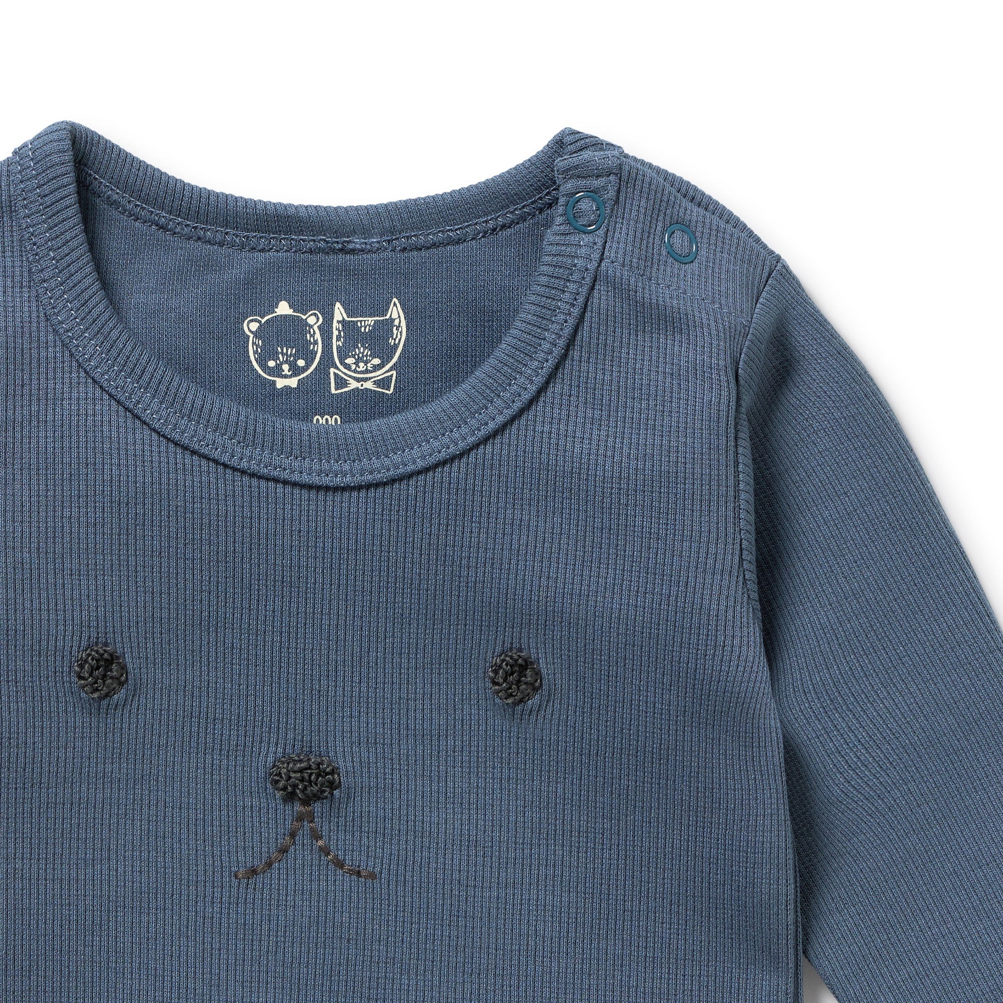 Twilight Blue Organic Rib Long Sleeved Pyjamas - Image 3