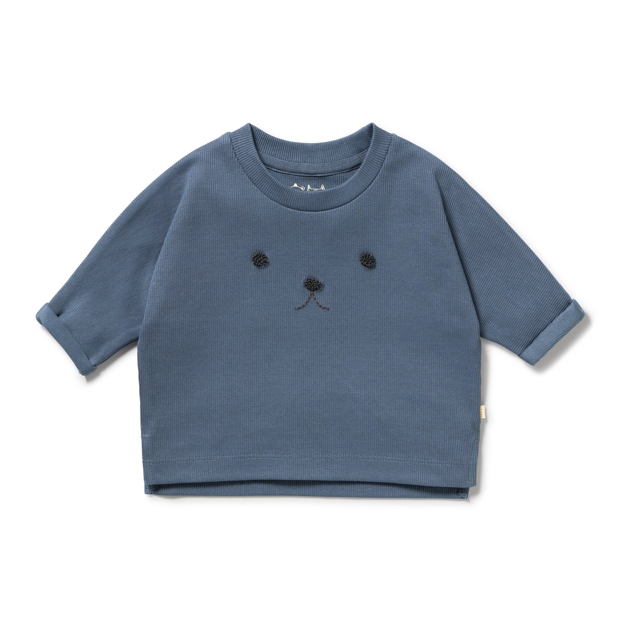 Twilight Blue Organic Rib Long Sleeved Top