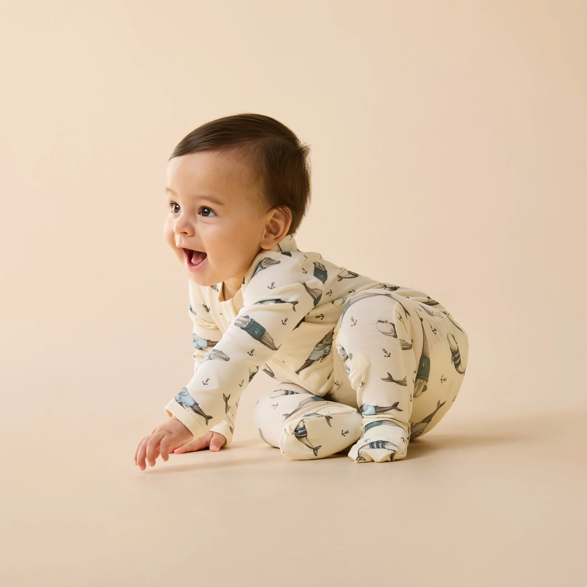 Woolly Whales Organic Zipsuit with Feet - Image 2