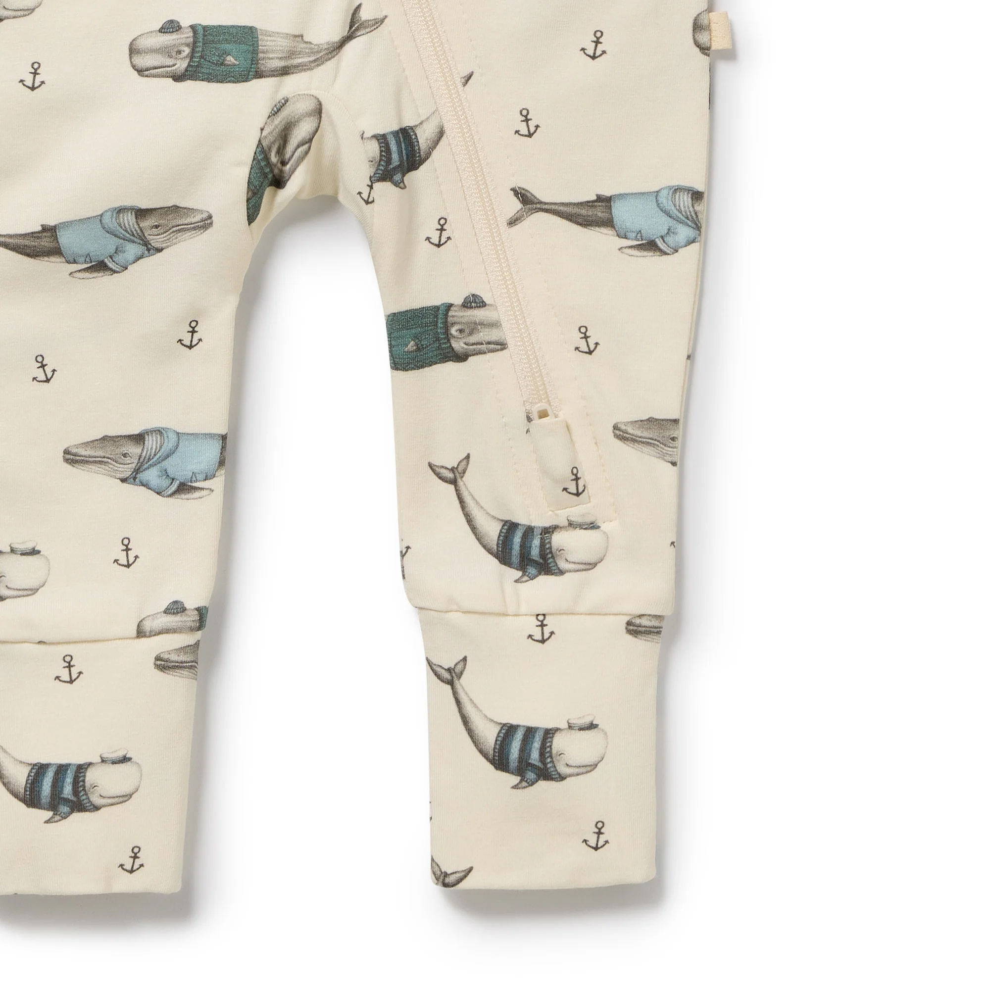 Woolly Whales Organic Zipsuit with Feet - Image 5