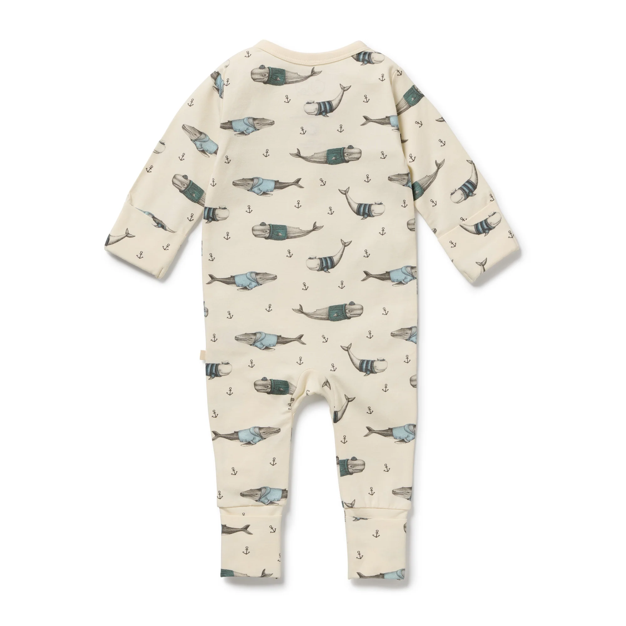 Woolly Whales Organic Zipsuit with Feet - Image 6