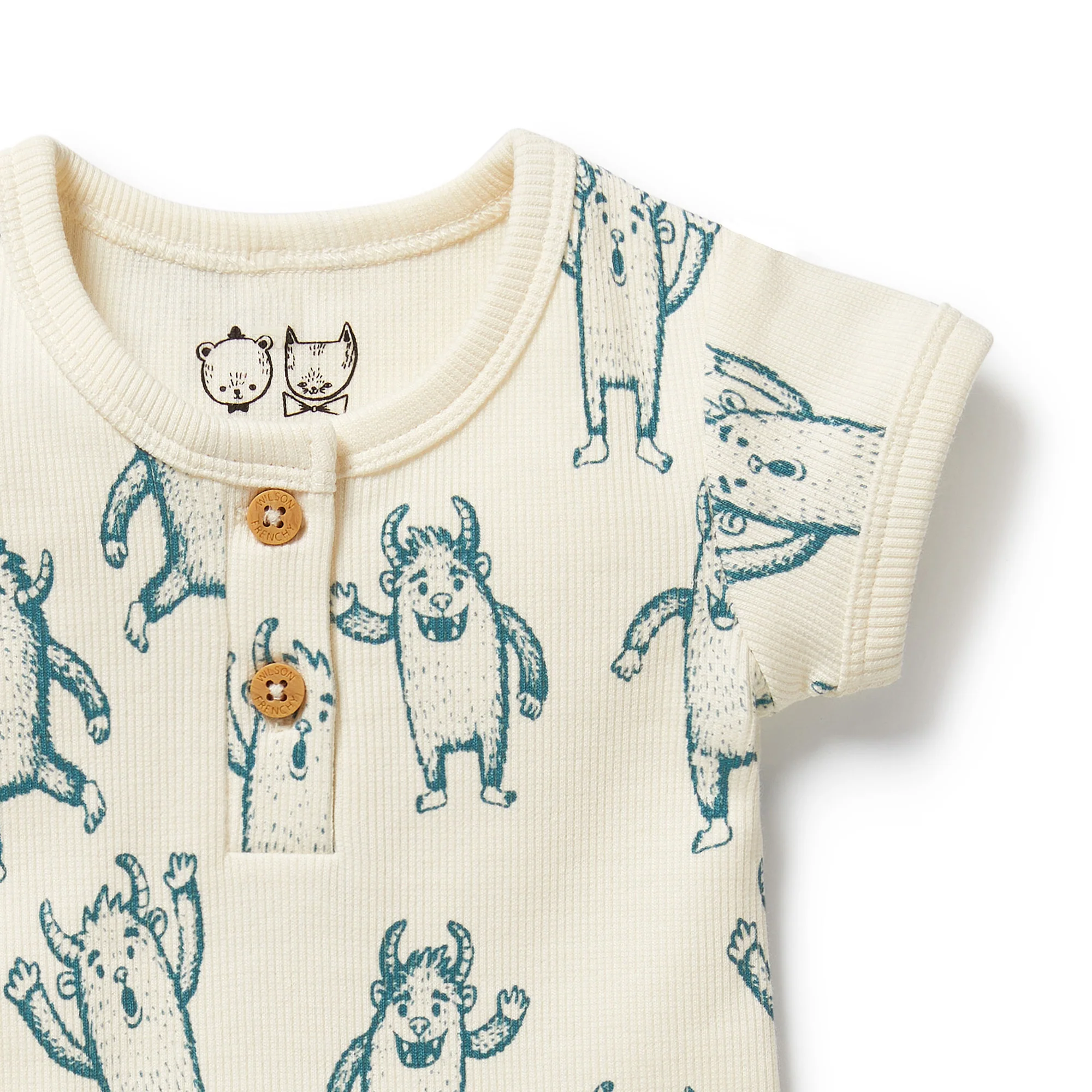 Organic Henley Bodysuit - Yeti - Image 2